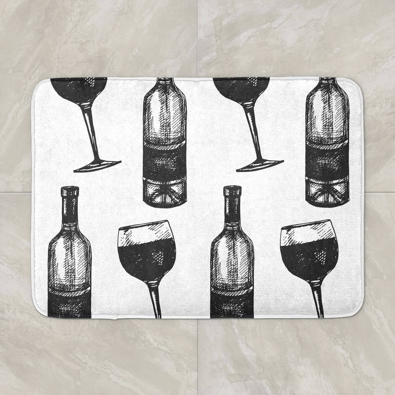 Red Wine And Bottle Bath Mat