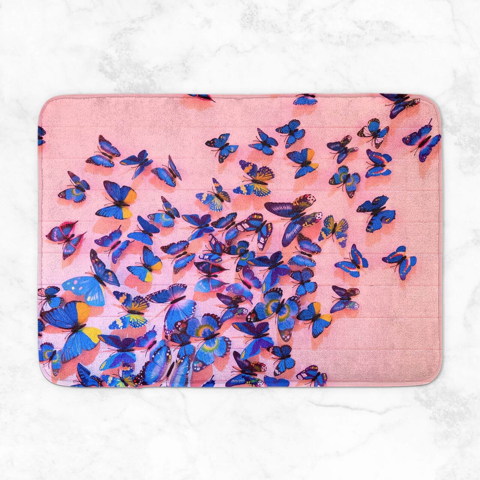 Girly Butterfly Crowd Bath Mat