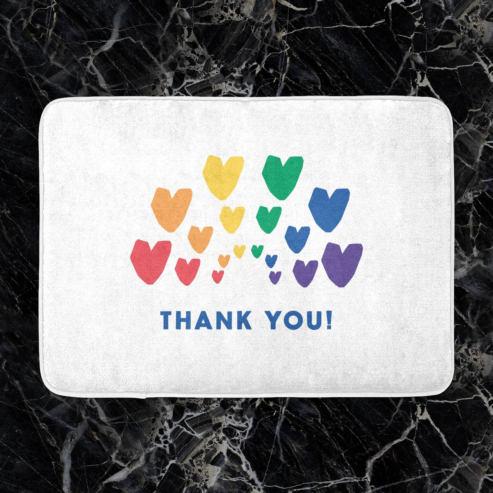 Thank You Rainbow Hearts Bath Mat