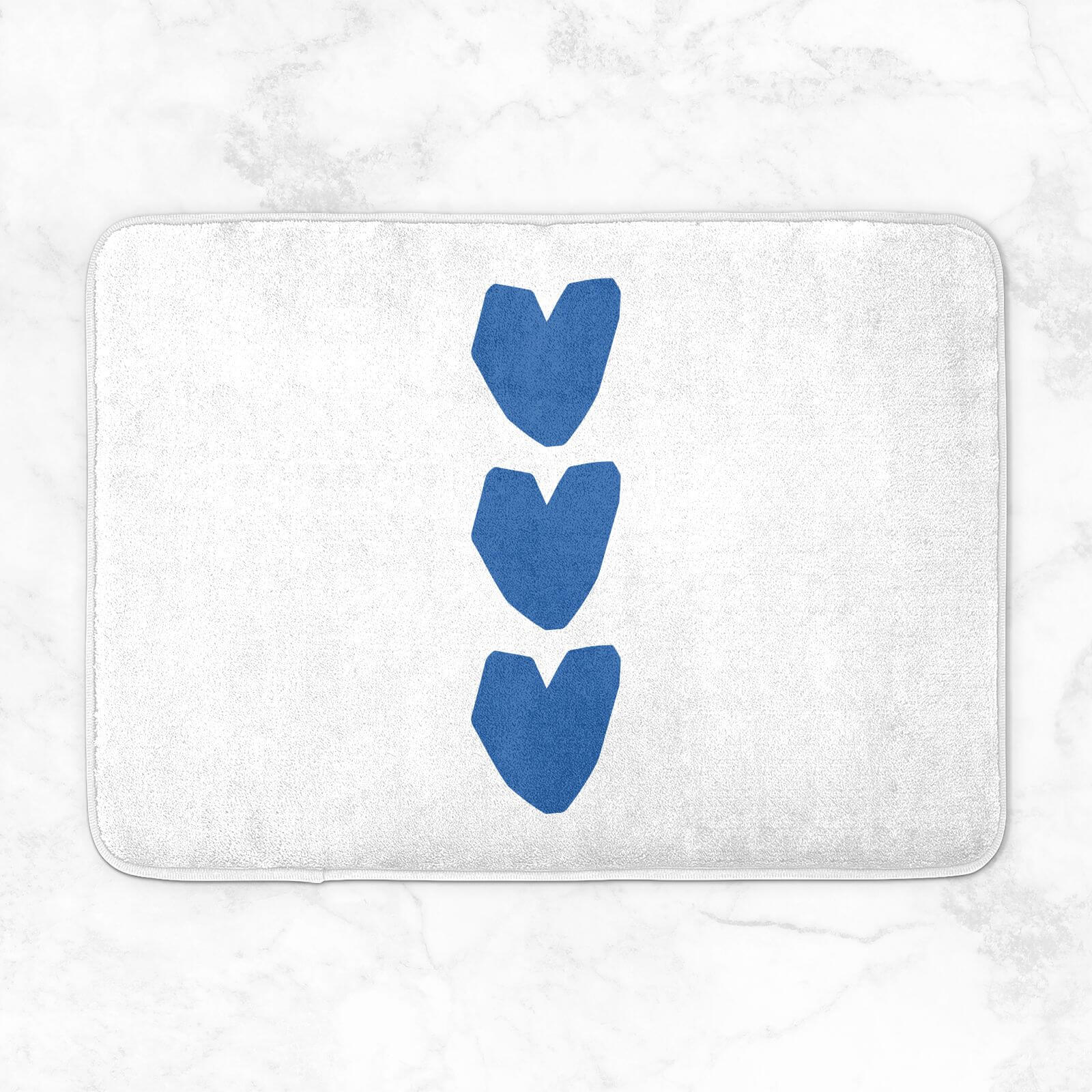 Three Blue Hearts Bath Mat