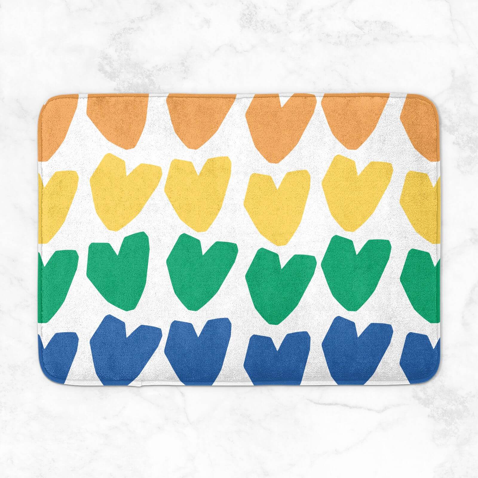 Rainbow Hearts Bath Mat