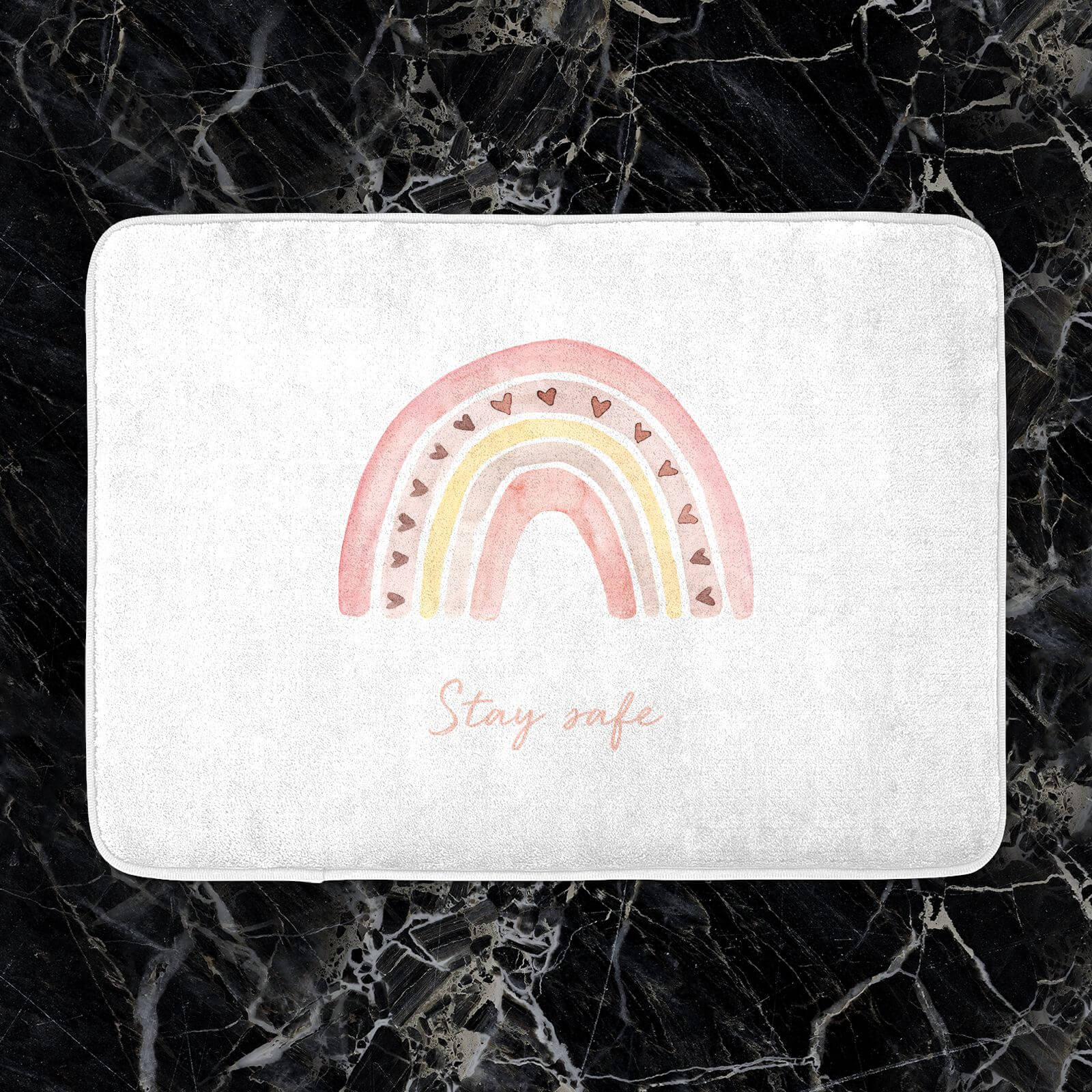 Stay Safe Pink Heart Bath Mat