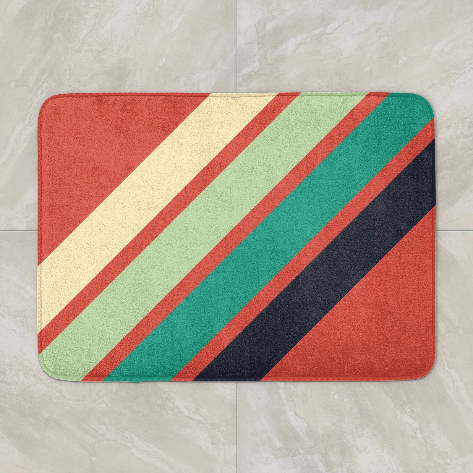 Green Retro Stripe Bath Mat
