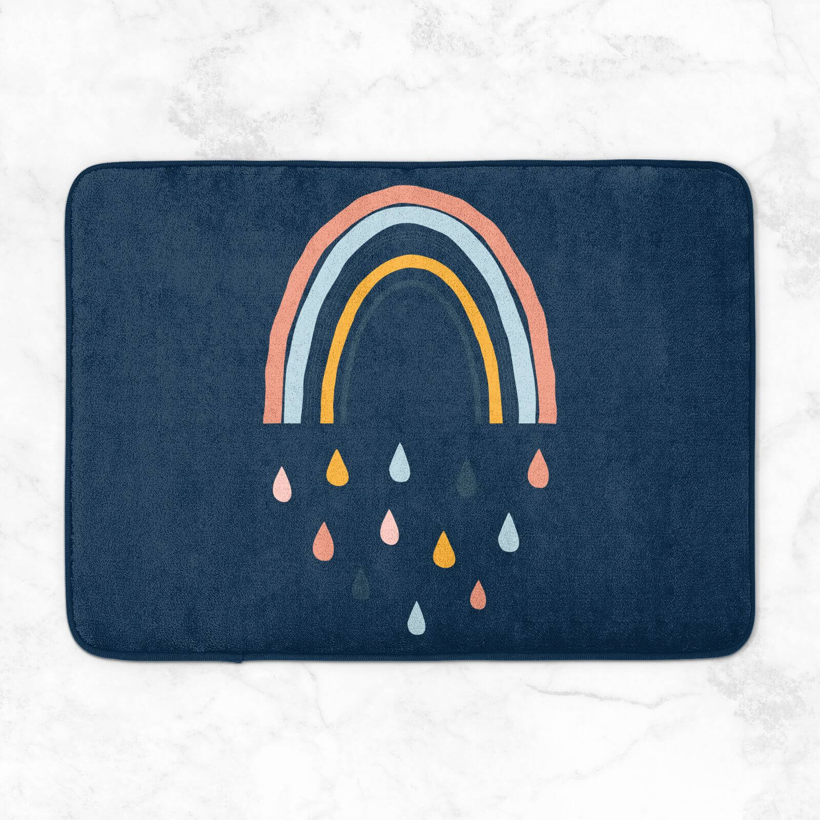 Rainbow And Rain Fall Bath Mat