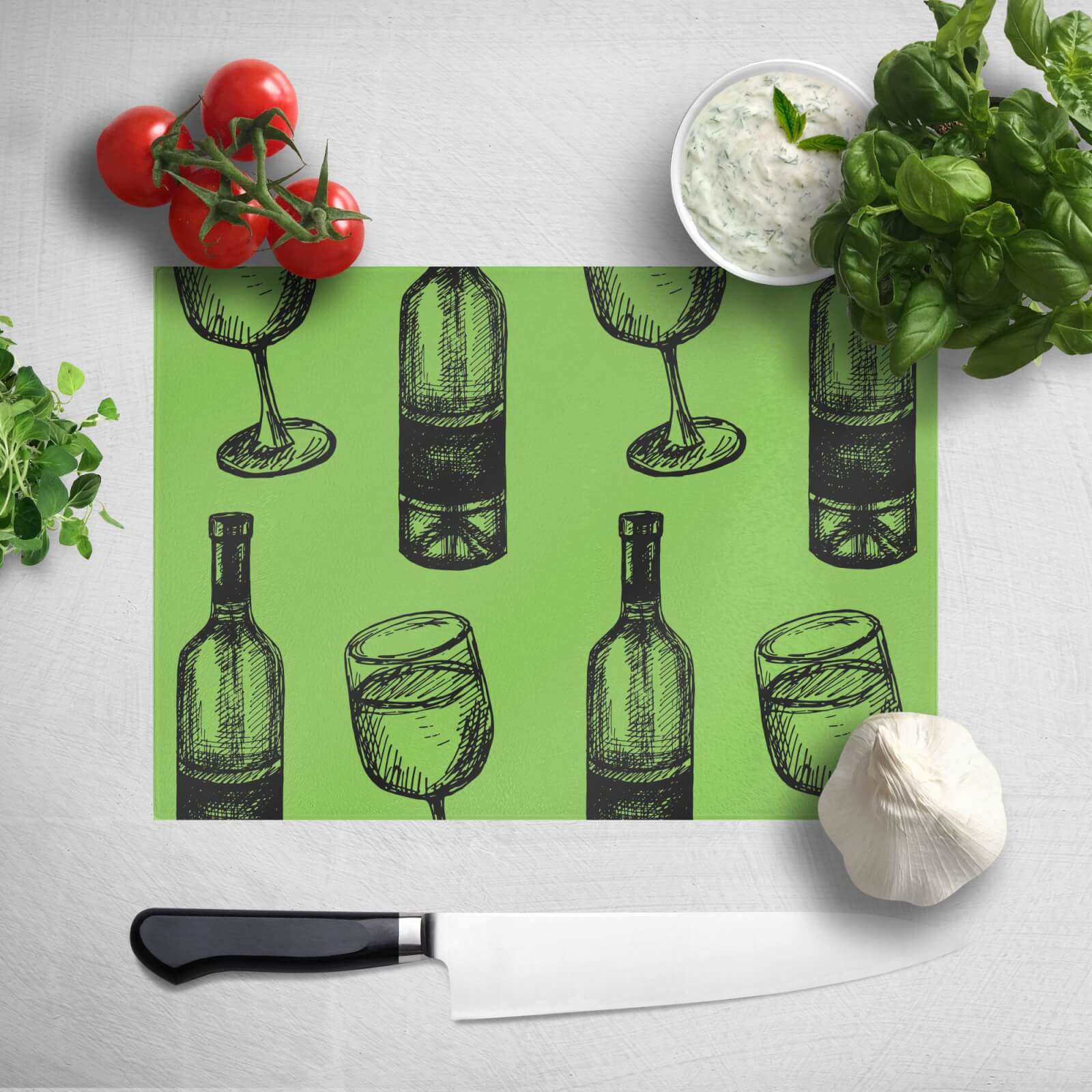 White Wine And Bottle Chopping Board