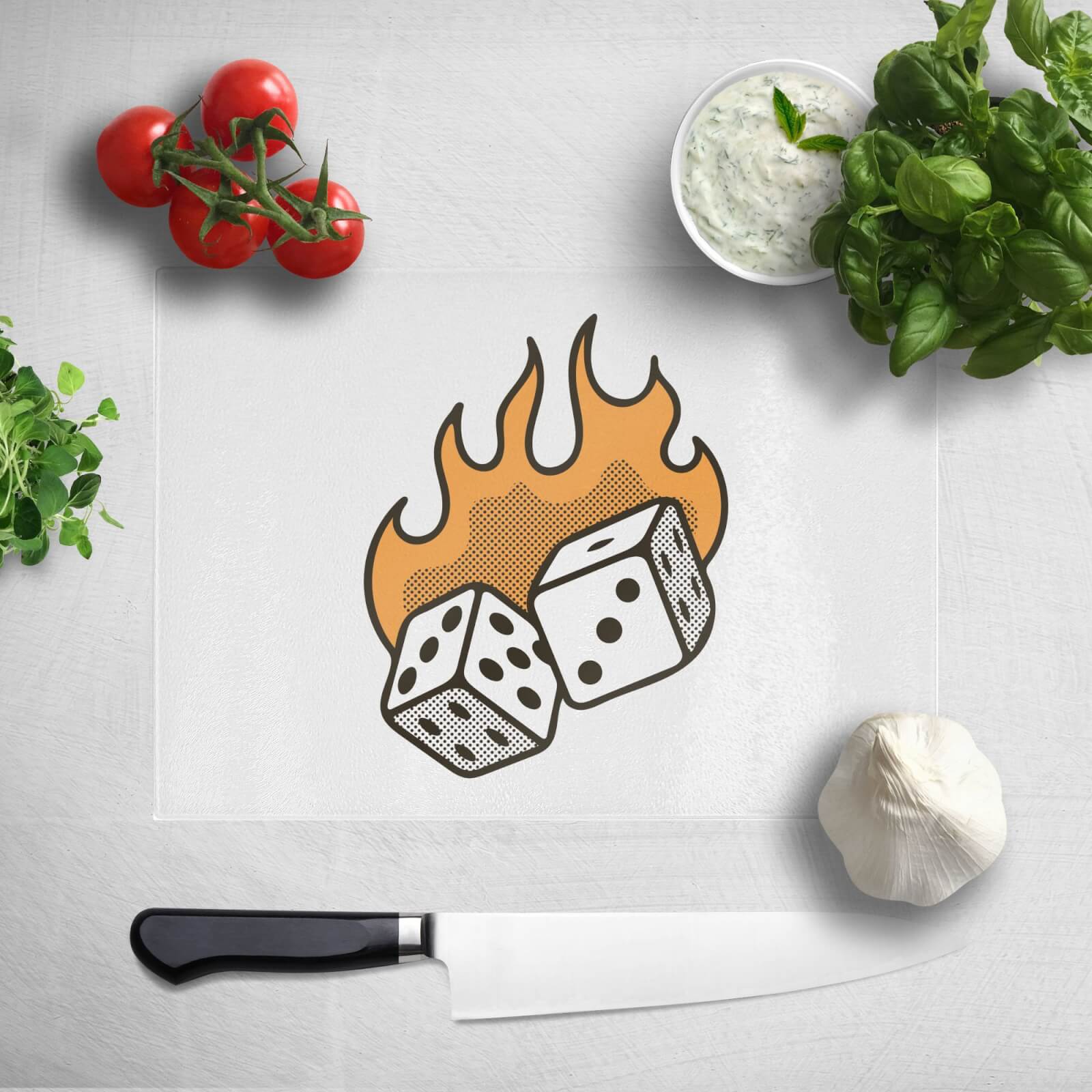 Flaming Dice Chopping Board