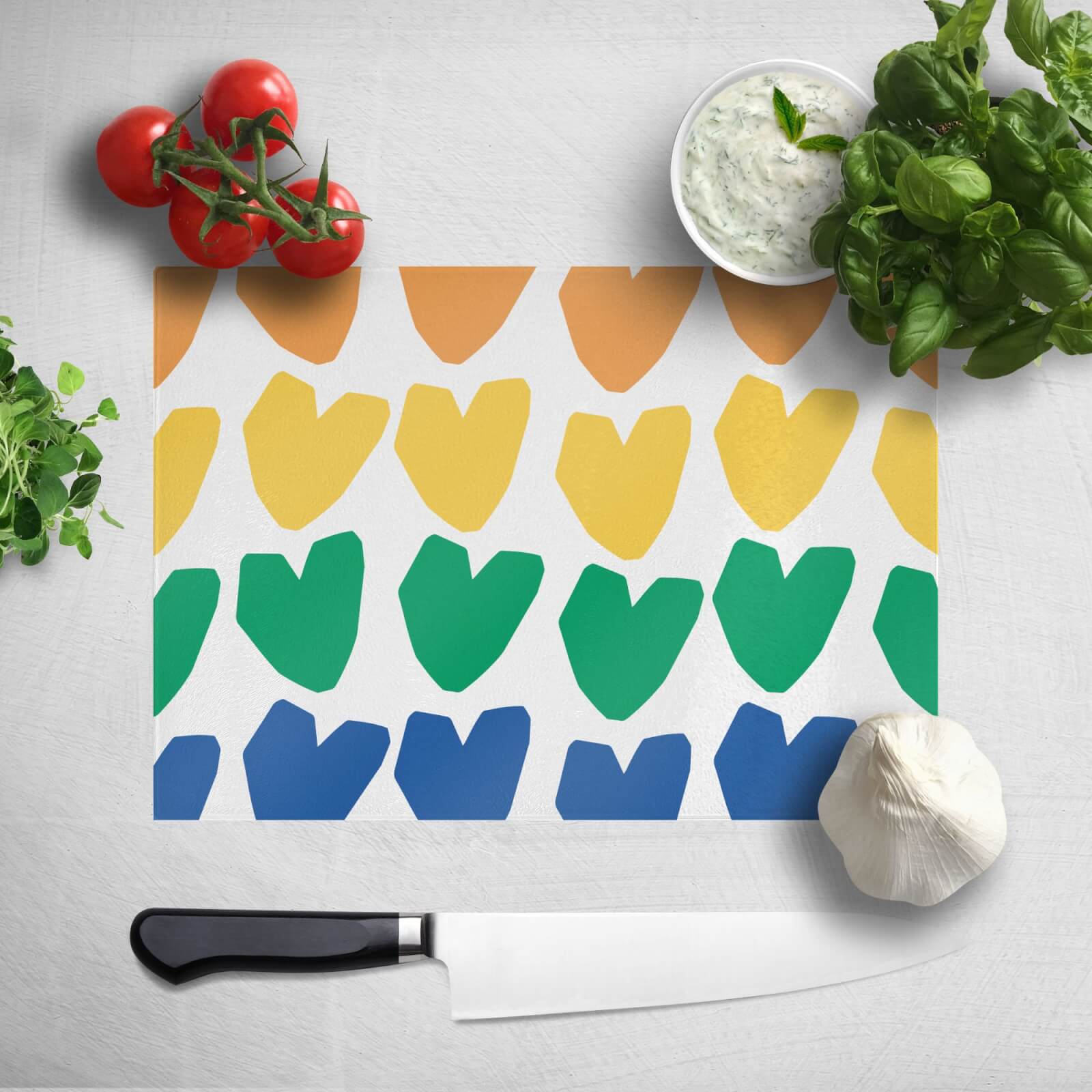 Rainbow Hearts Chopping Board