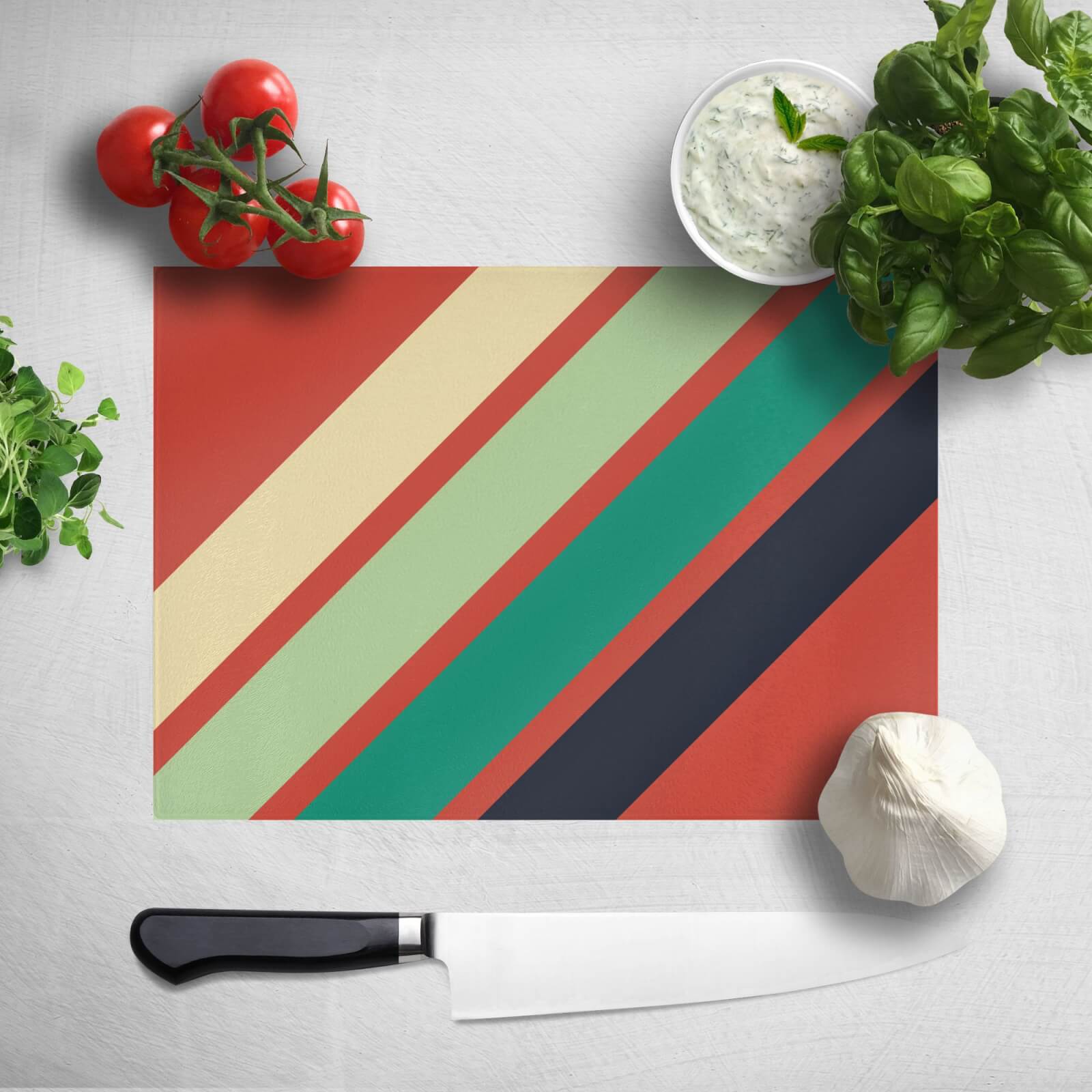 Green Retro Stripe Chopping Board