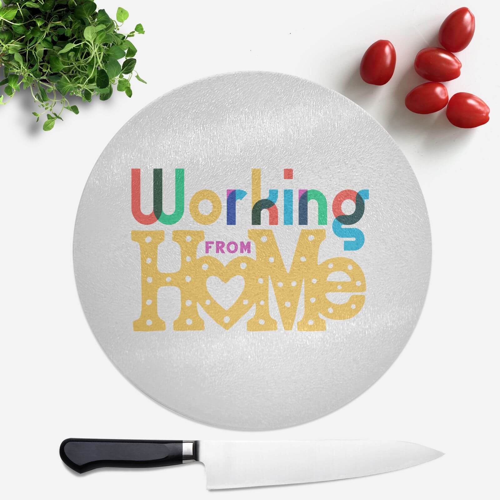 Working From Home Round Chopping Board