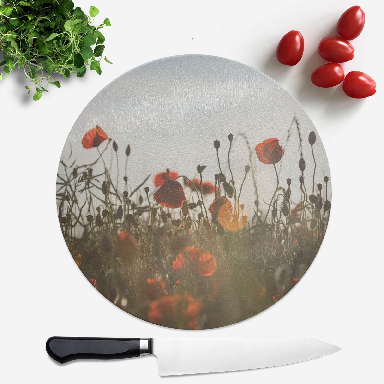 Summer Flowers Round Chopping Board