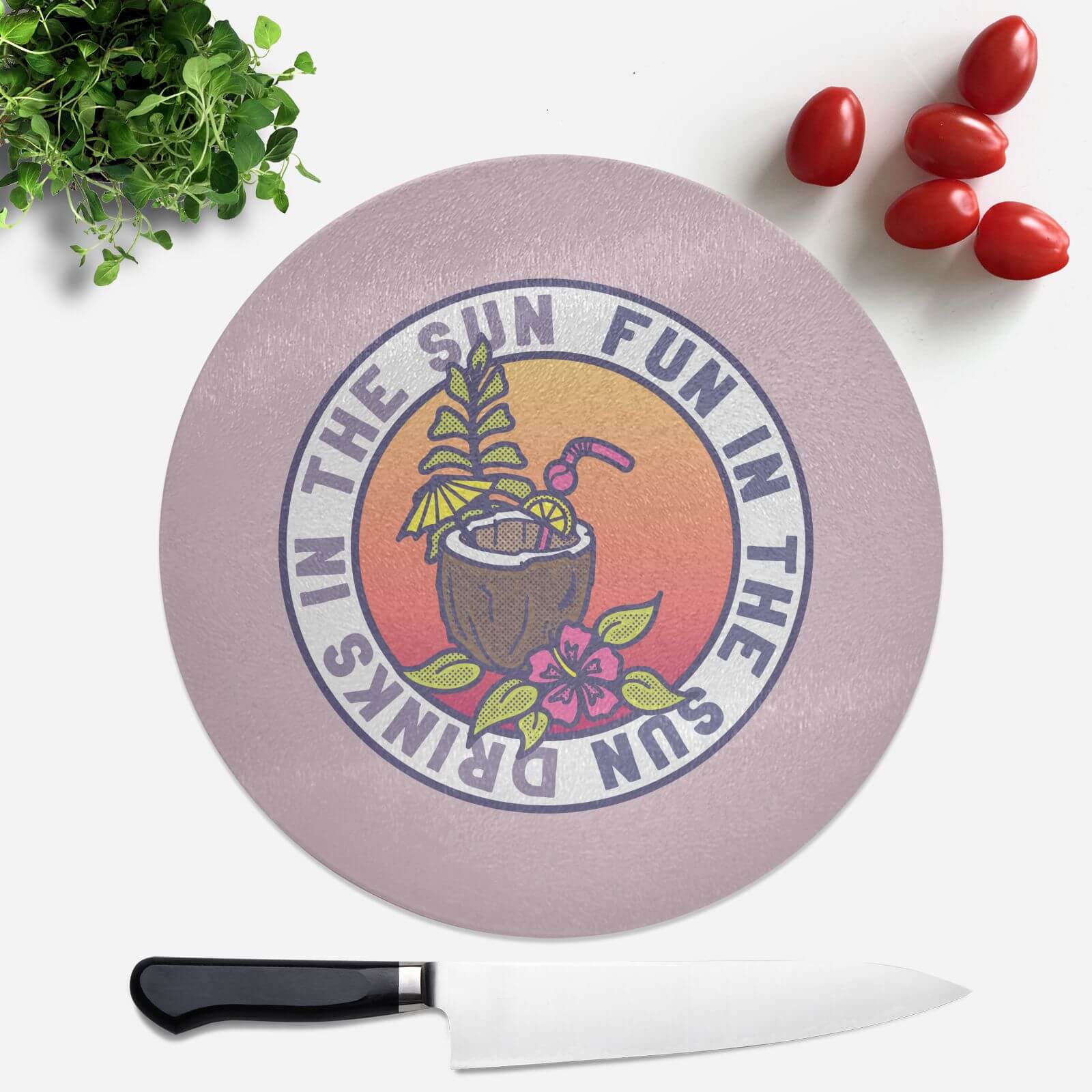 Fun In The Sun Drinks In The Sun Round Chopping Board