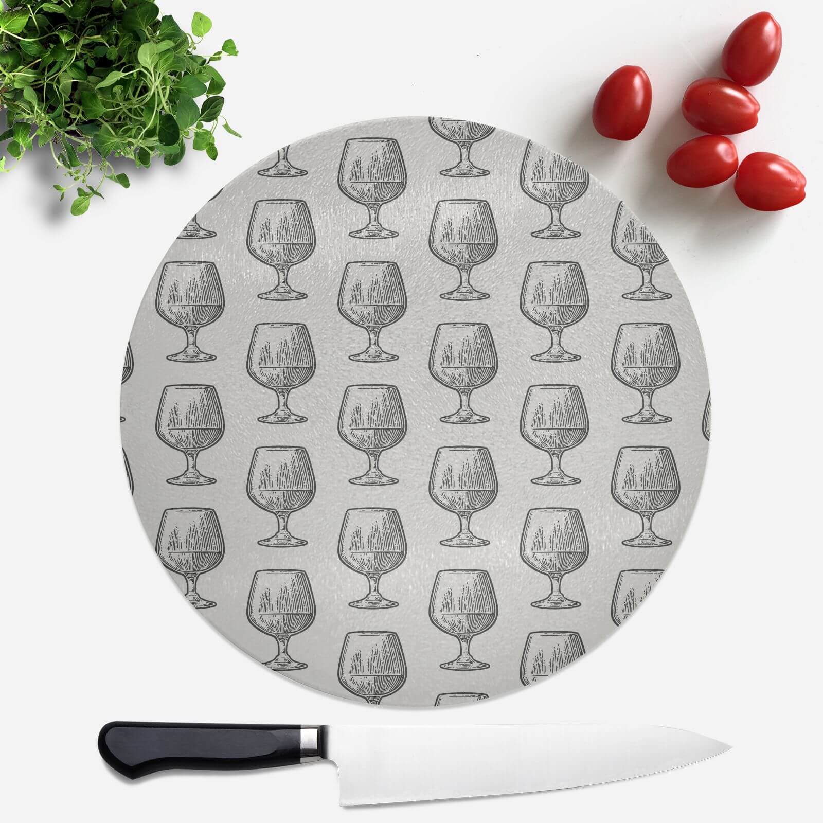 Whisky Glass Pattern Round Chopping Board