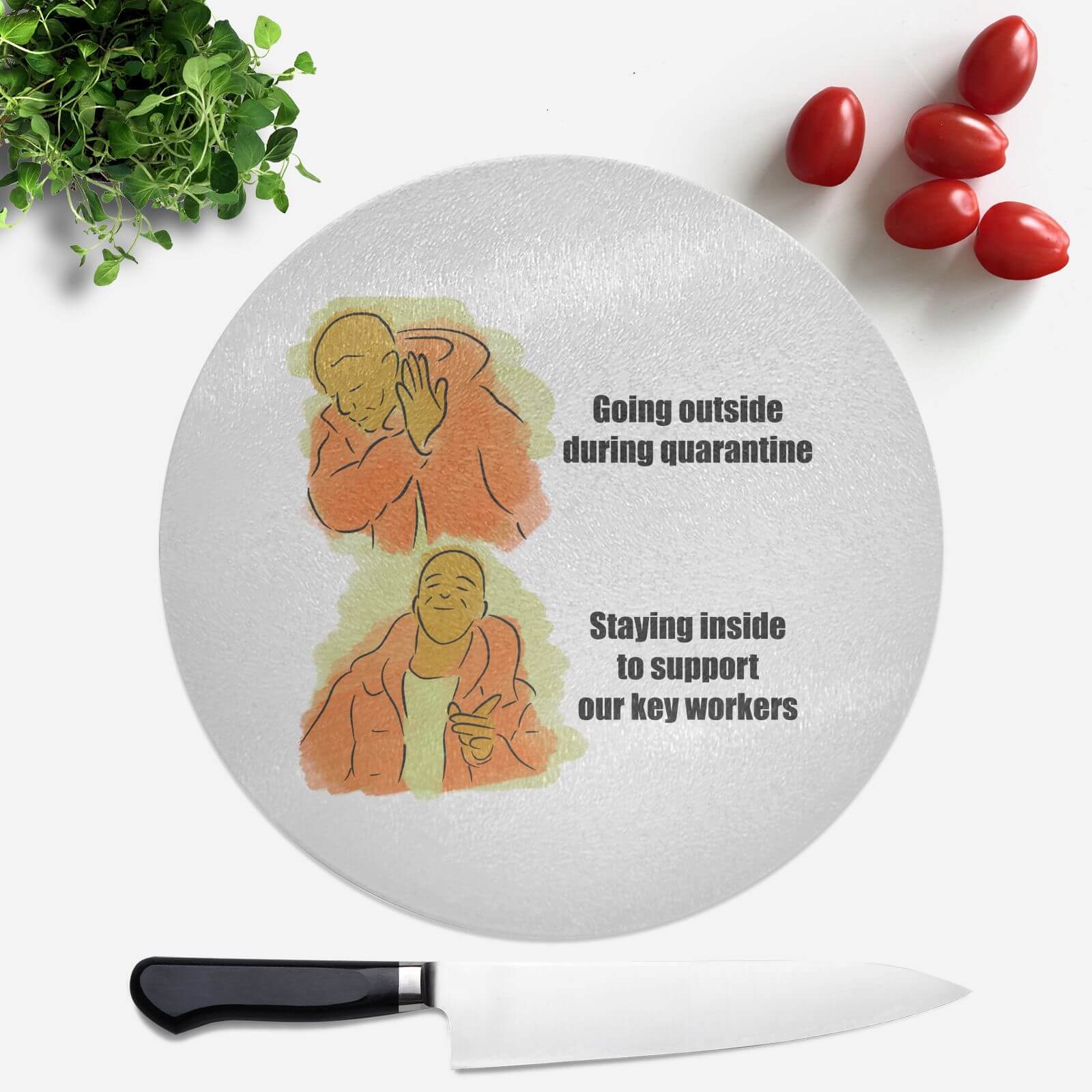 Key Worker Meme Round Chopping Board