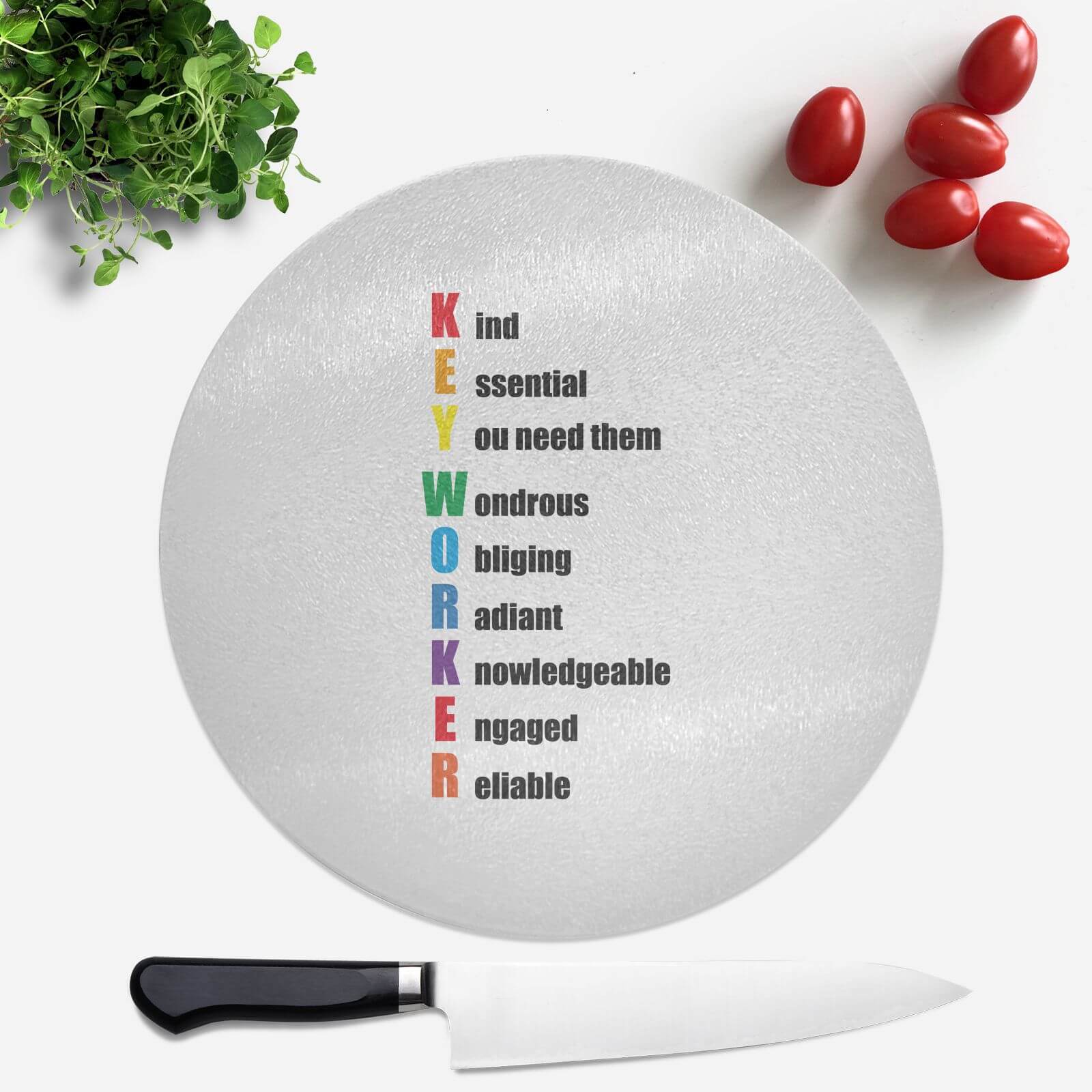 Key Worker Defined Round Chopping Board