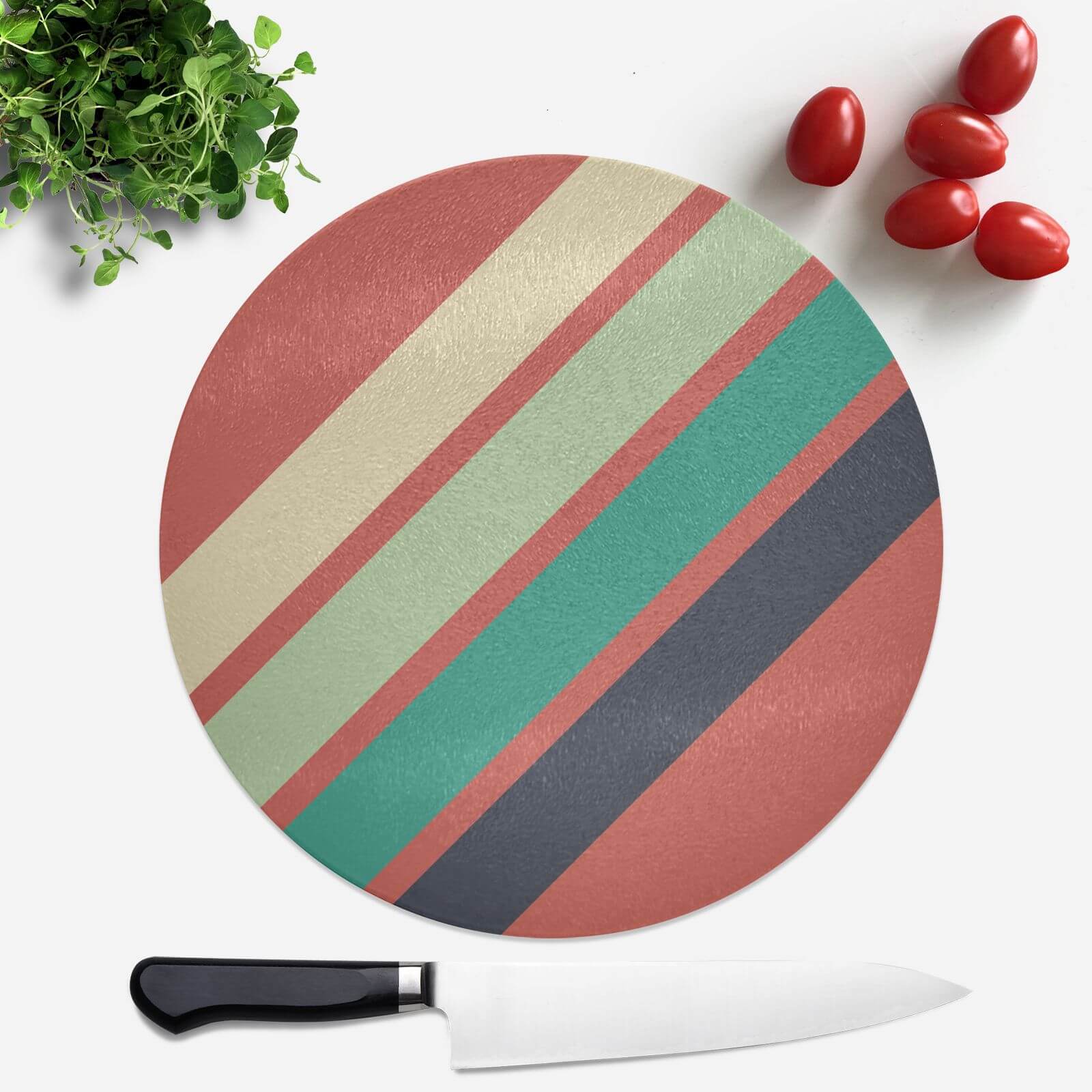 Green Retro Stripe Round Chopping Board