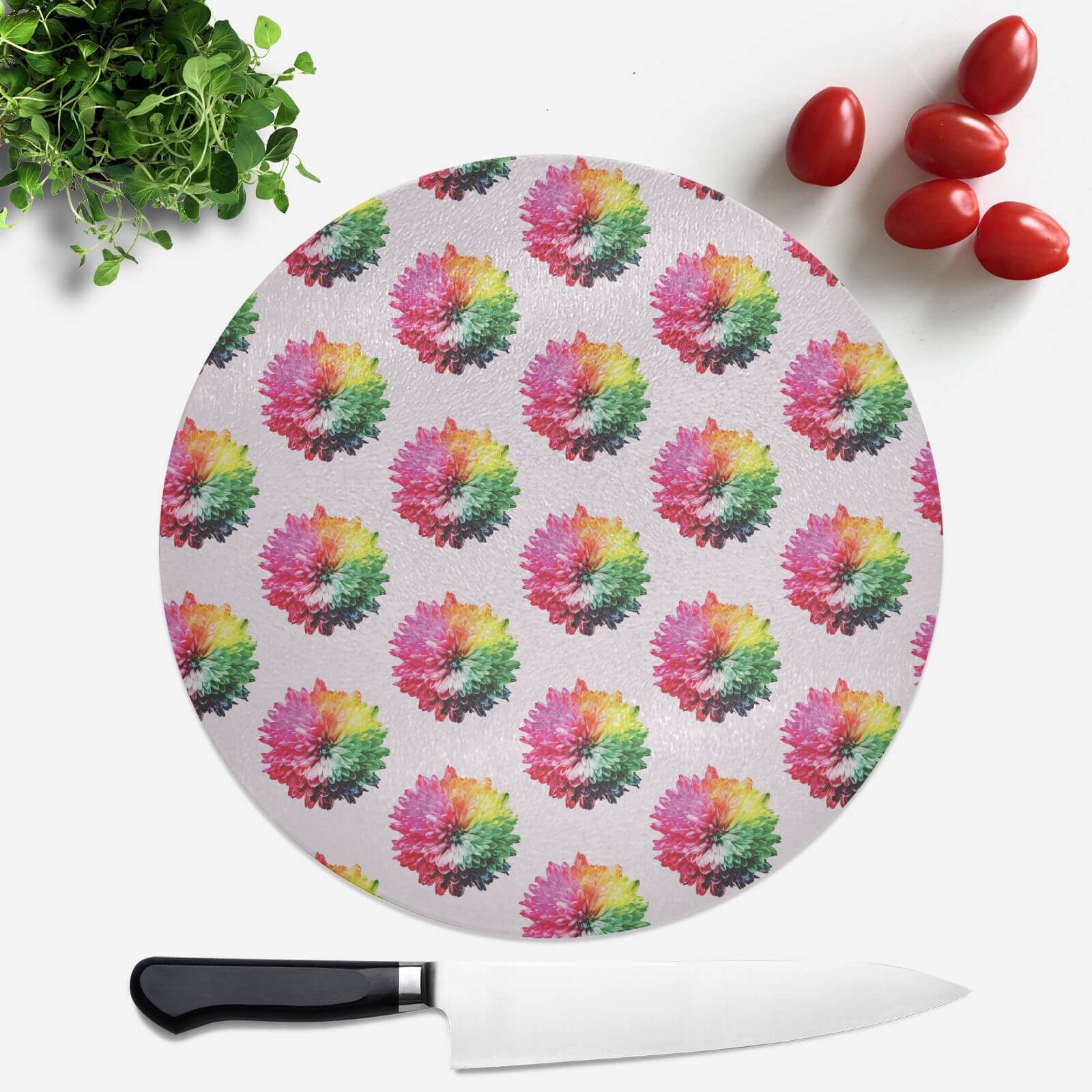 Fluro Flower Pattern Light Round Chopping Board