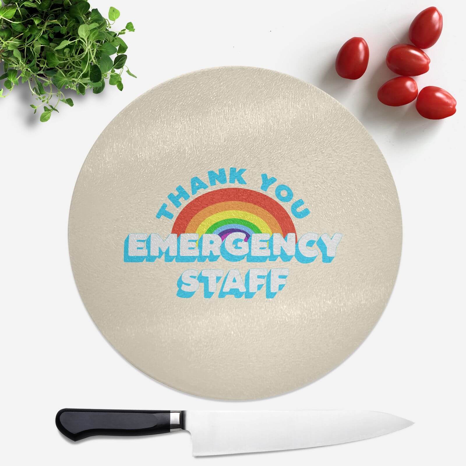 Thank You Emergency Staff Round Chopping Board