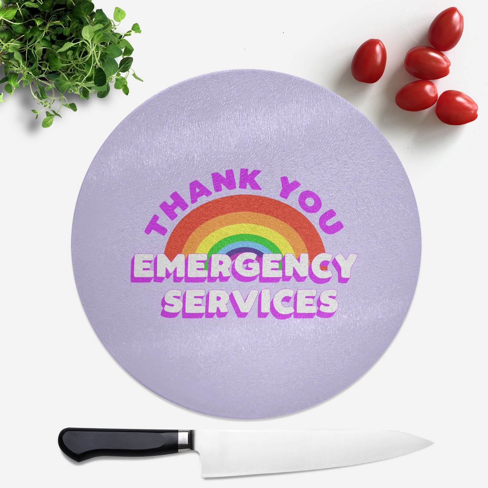 Thank You Emergency Services Round Chopping Board