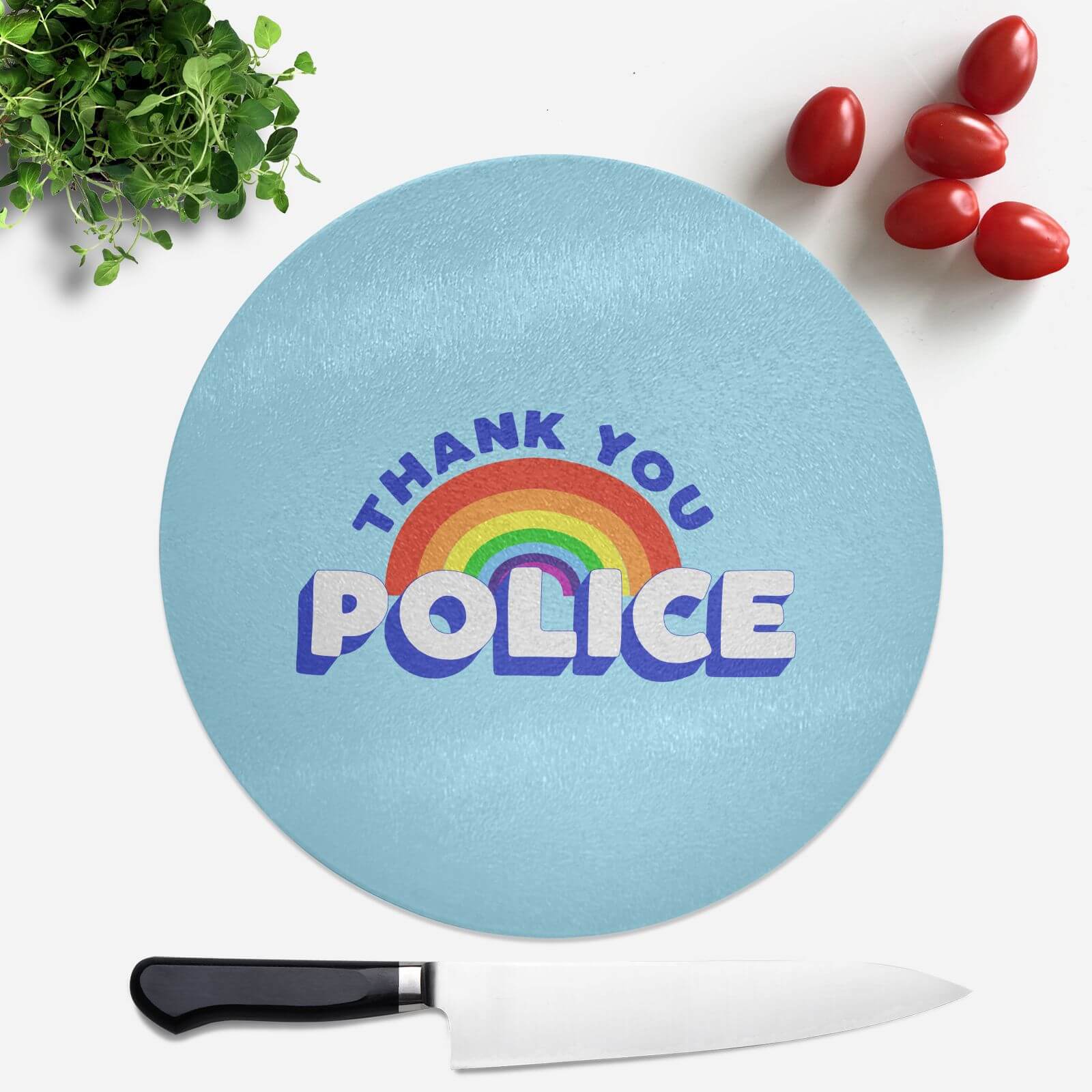 Thank You Police Round Chopping Board