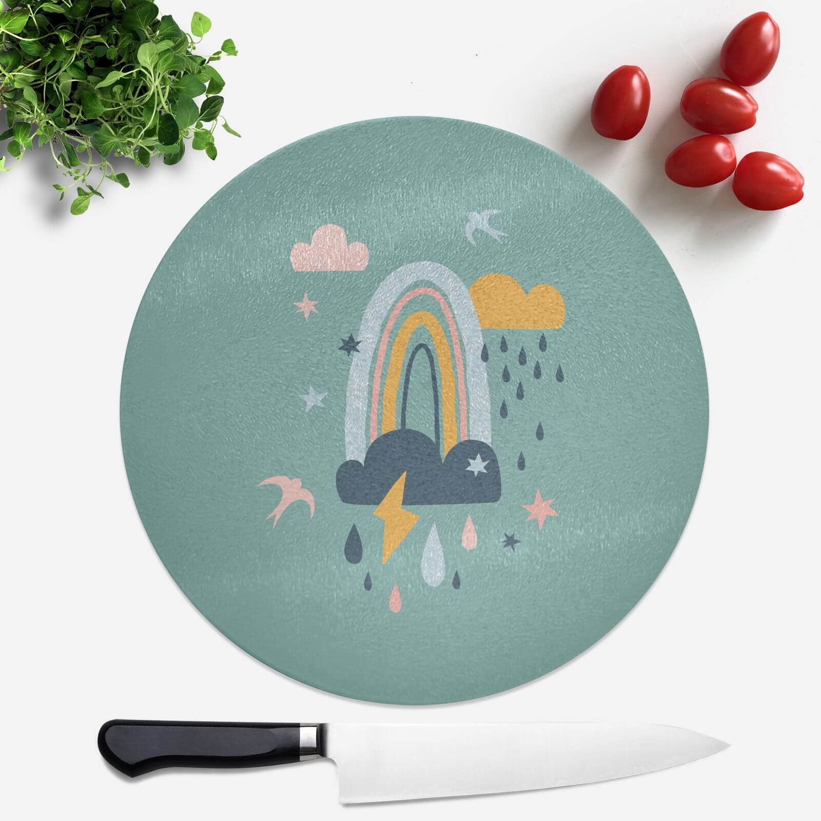 Rainbow Weather Round Chopping Board