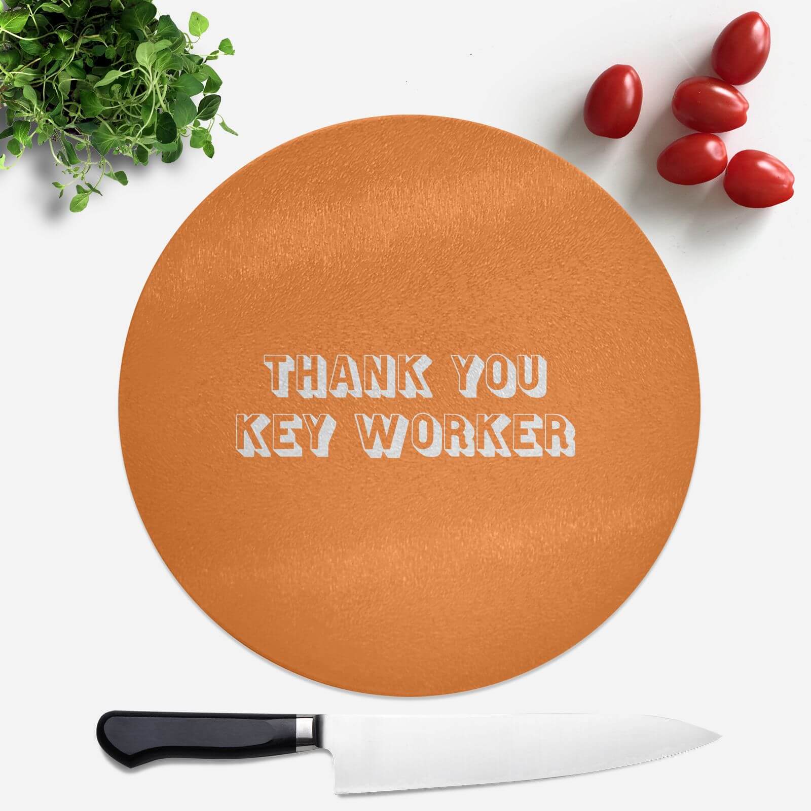 Thank You Key Worker Round Chopping Board
