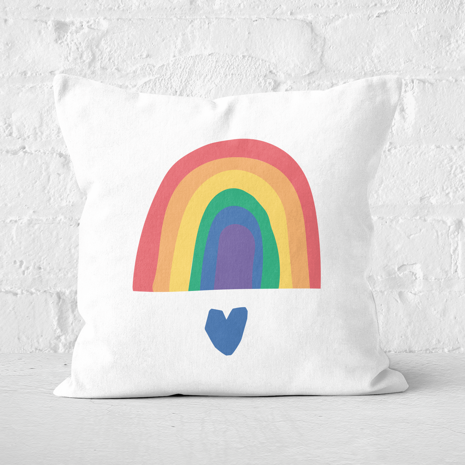 Rainbow And Heart Square Cushion - 60x60cm - Soft Touch