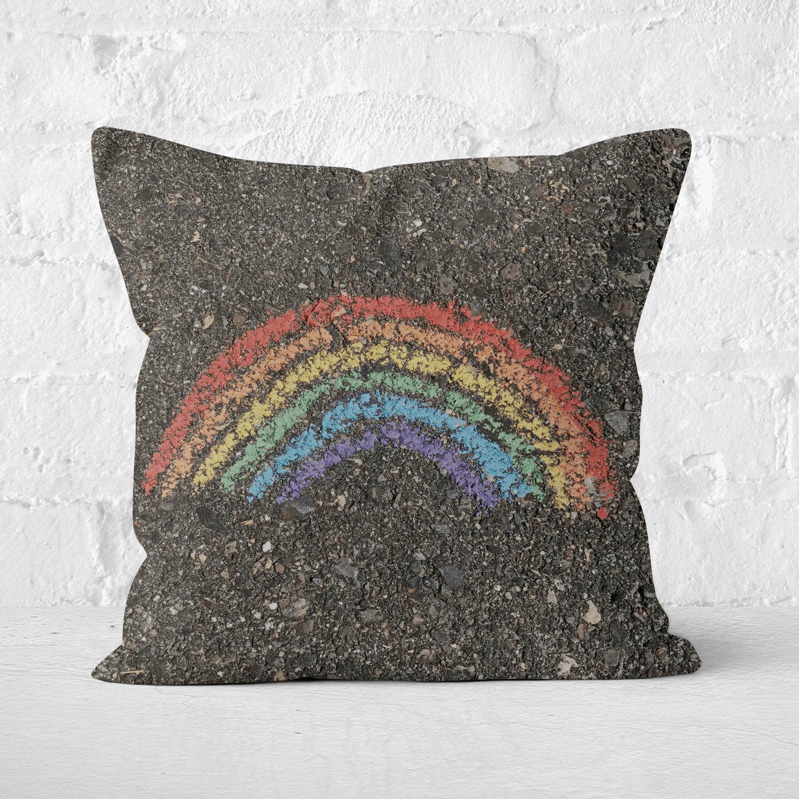 Chalk Rainbow Square Cushion - 60x60cm - Soft Touch
