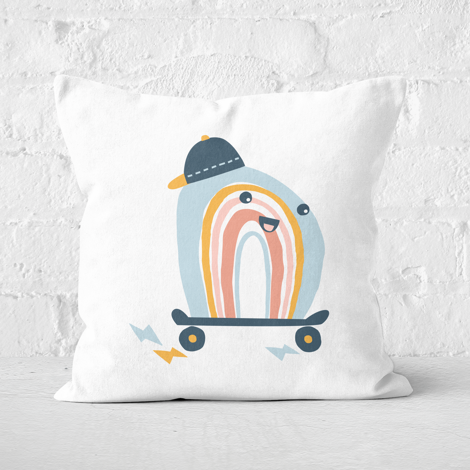 Skating Rainbow Square Cushion - 50x50cm - Soft Touch