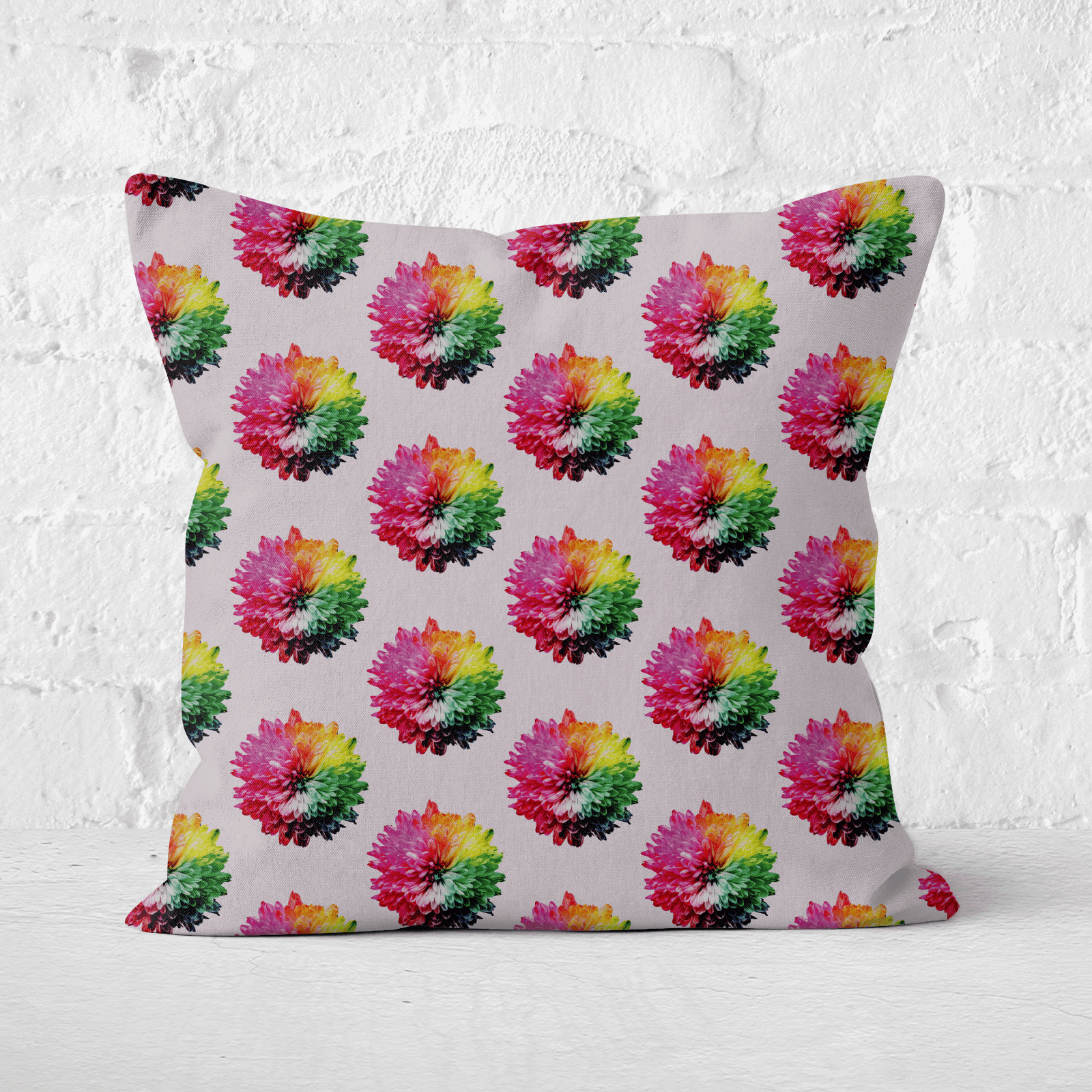 Fluro Flower Pattern Light Square Cushion - 60x60cm - Soft Touch