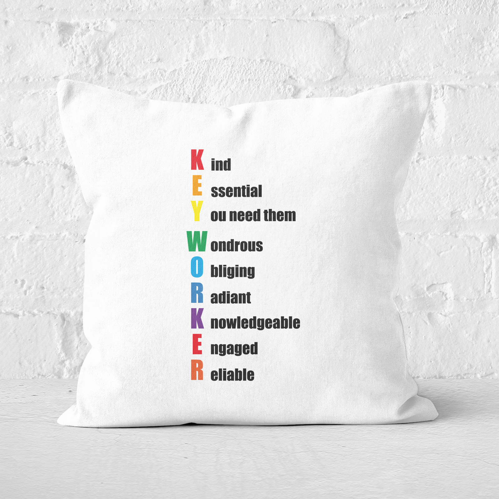 Key Worker Defined Square Cushion - 60x60cm - Soft Touch