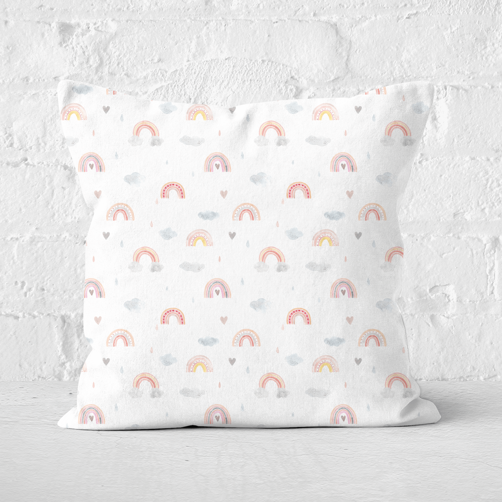 Watercolour Rainbow Pattern Square Cushion - 60x60cm - Soft Touch