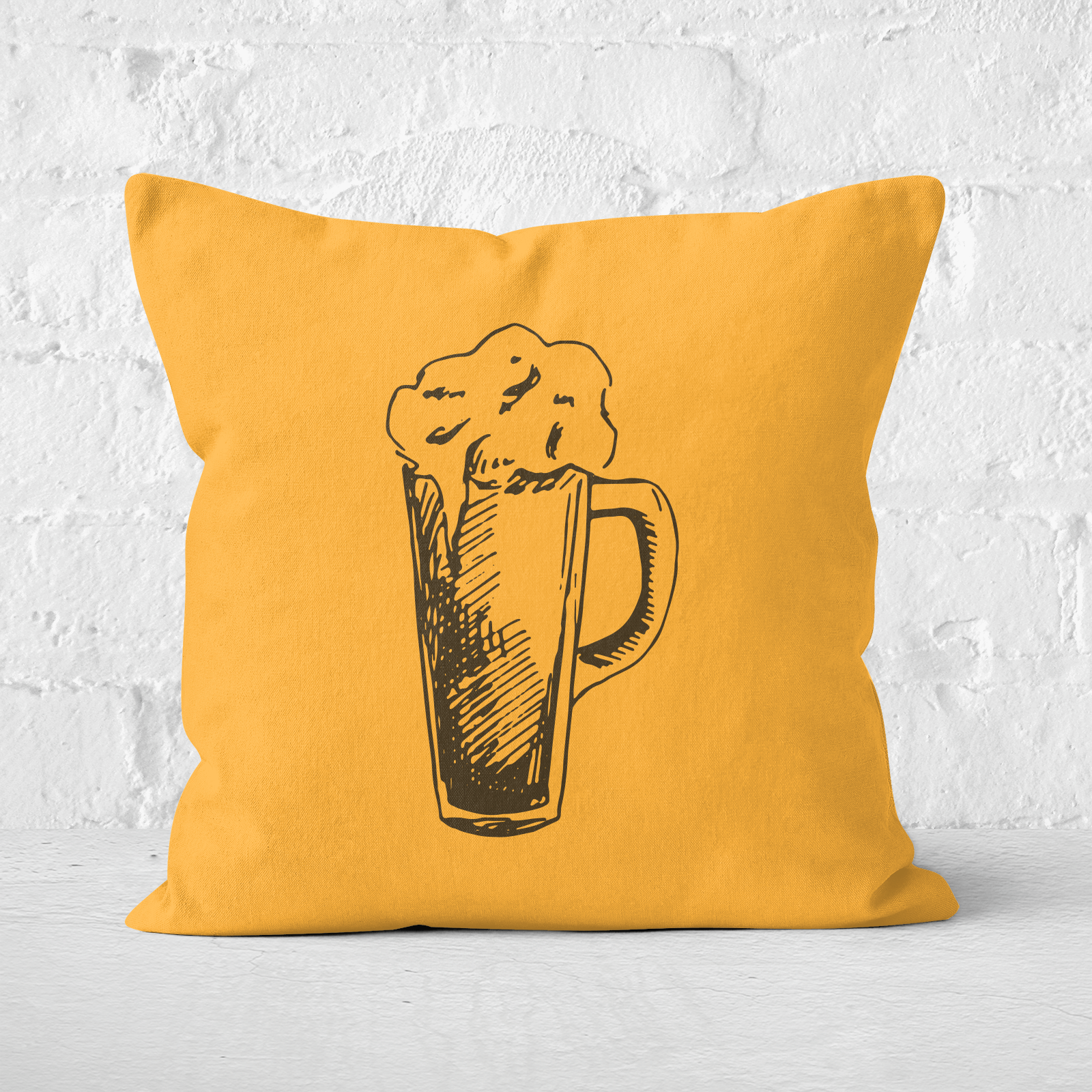 Beer Glass Square Cushion - 60x60cm - Soft Touch