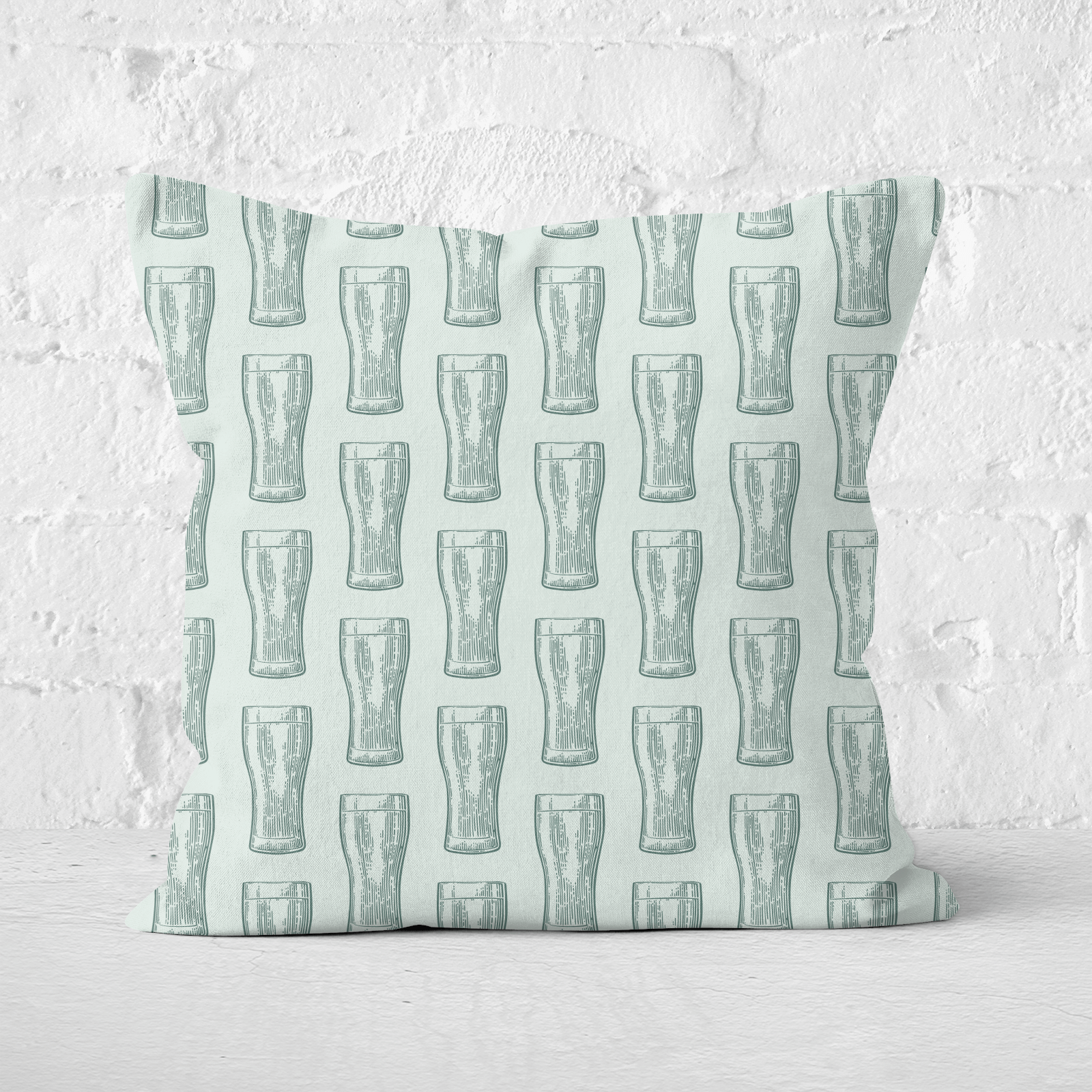 Beer Glass Pattern Square Cushion - 60x60cm - Soft Touch