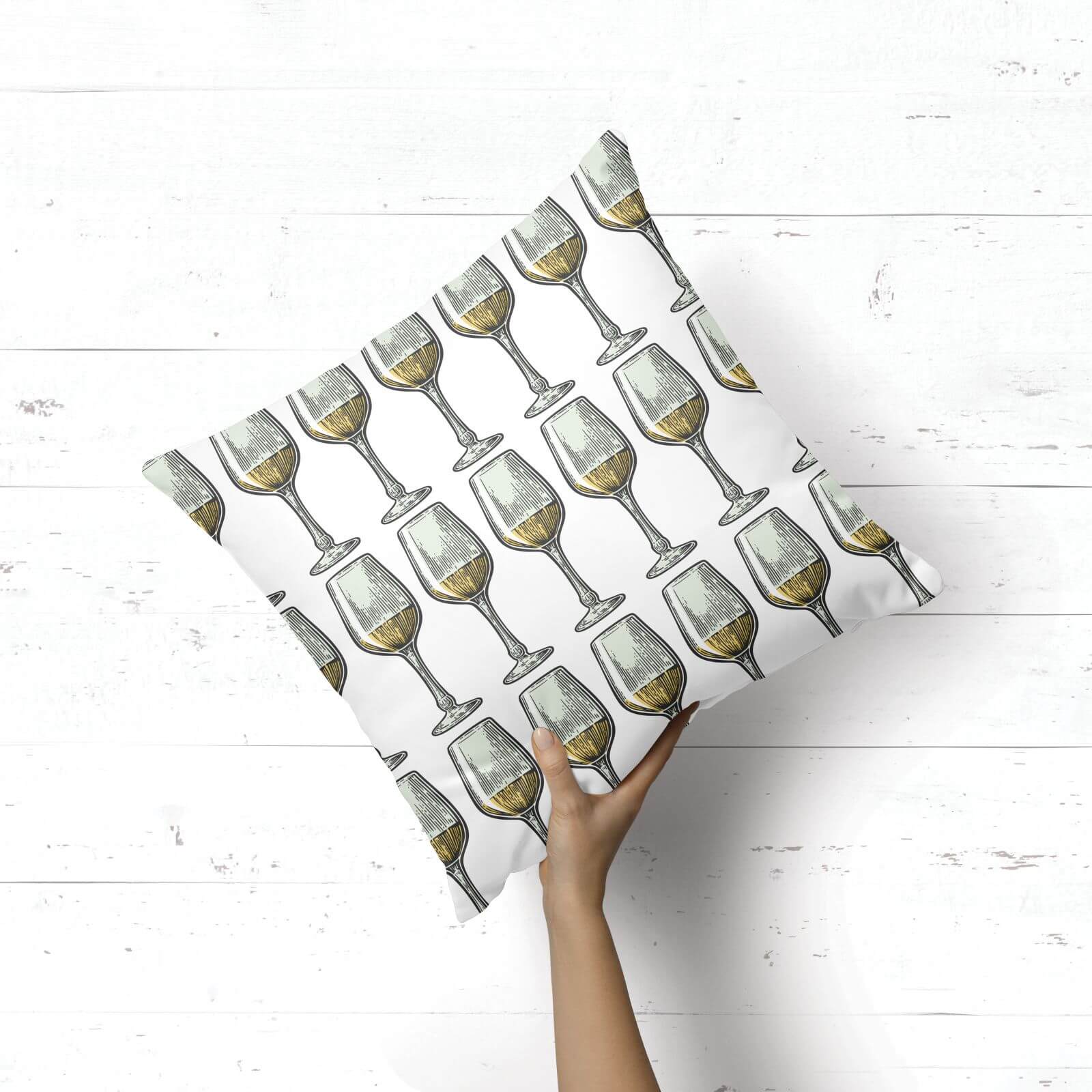 White Wine Square Cushion - 40x40cm - Soft Touch