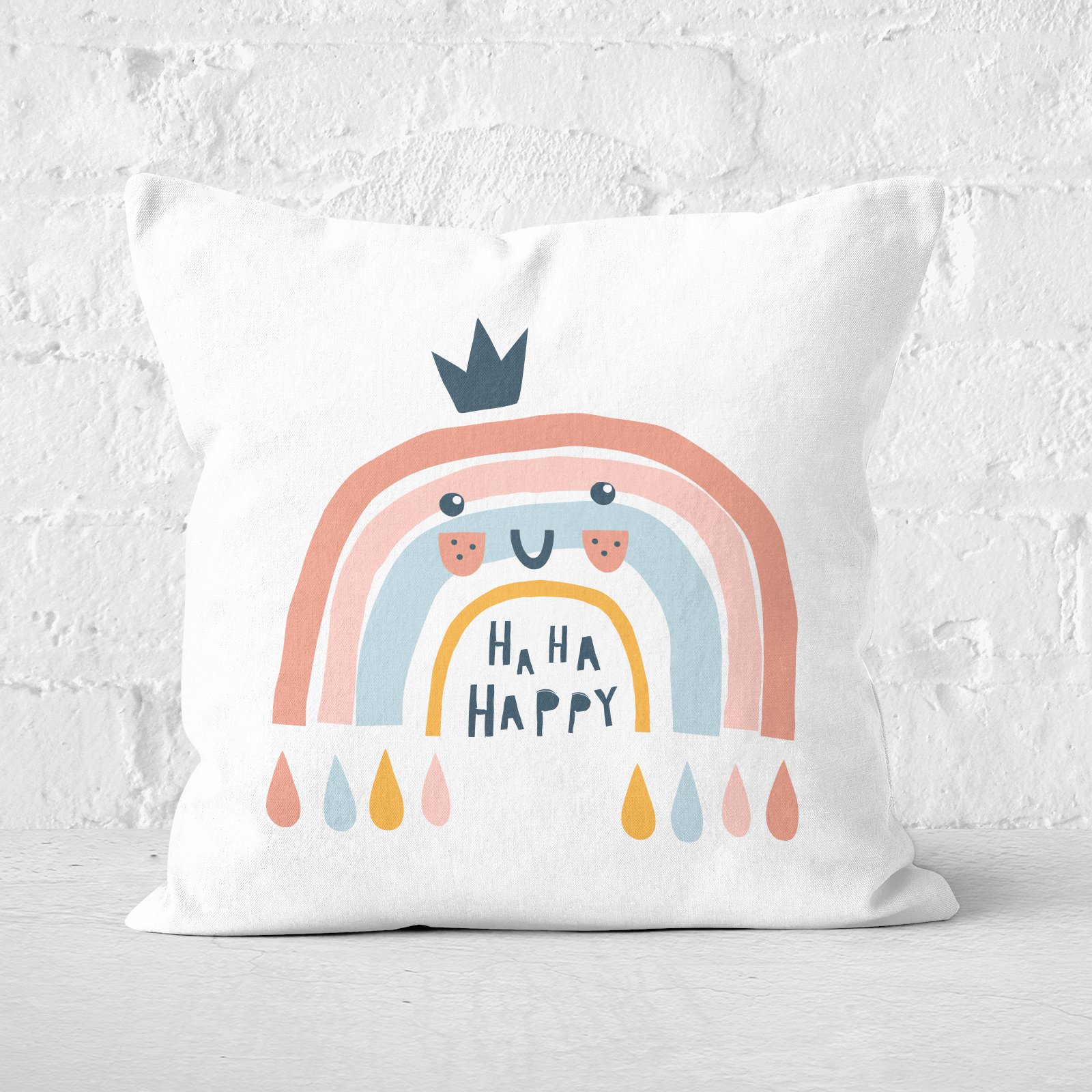 Ha Ha Happy Square Cushion - 60x60cm - Soft Touch