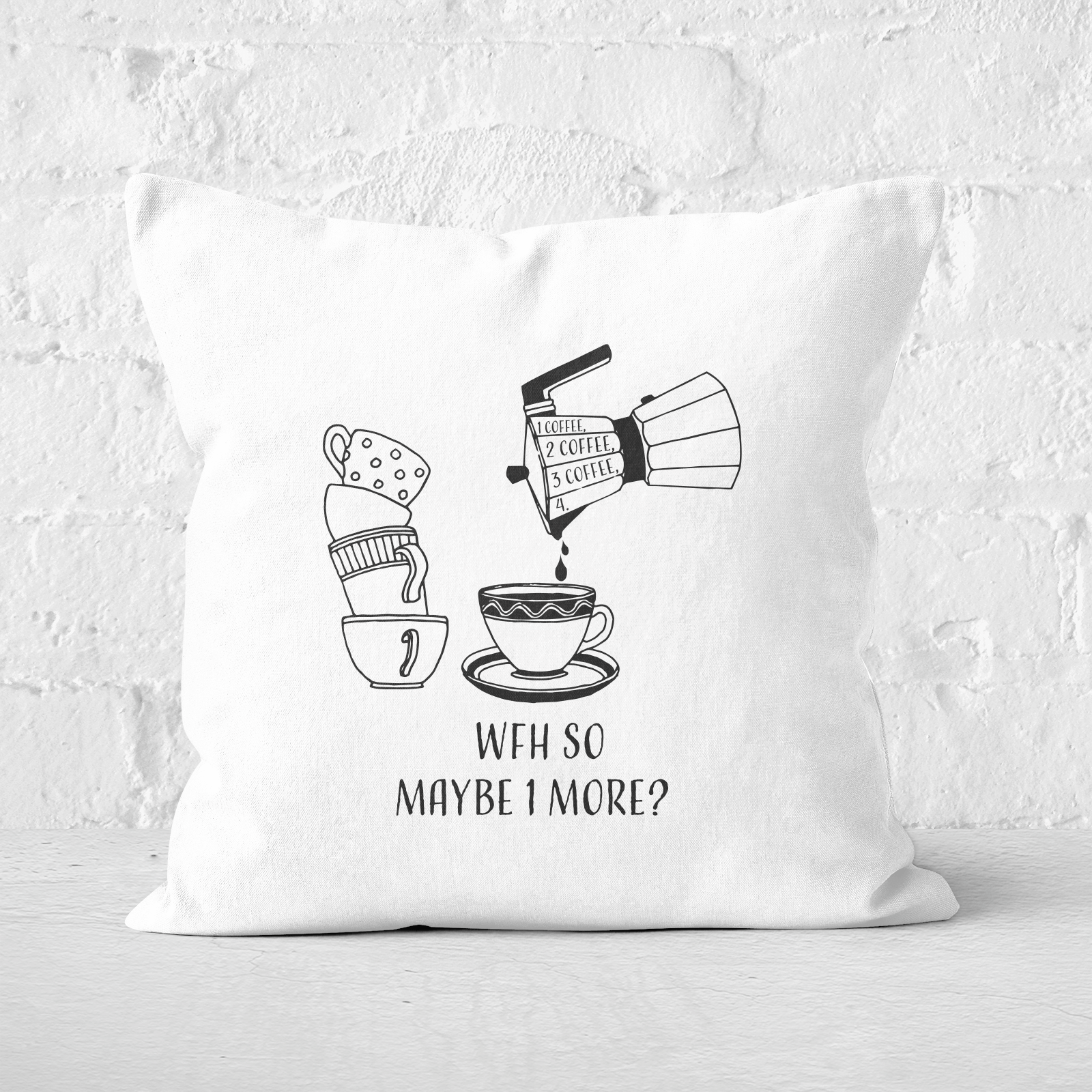 1 Coffee, 2 Coffee, 3 Coffee, 4. Square Cushion - 60x60cm - Soft Touch