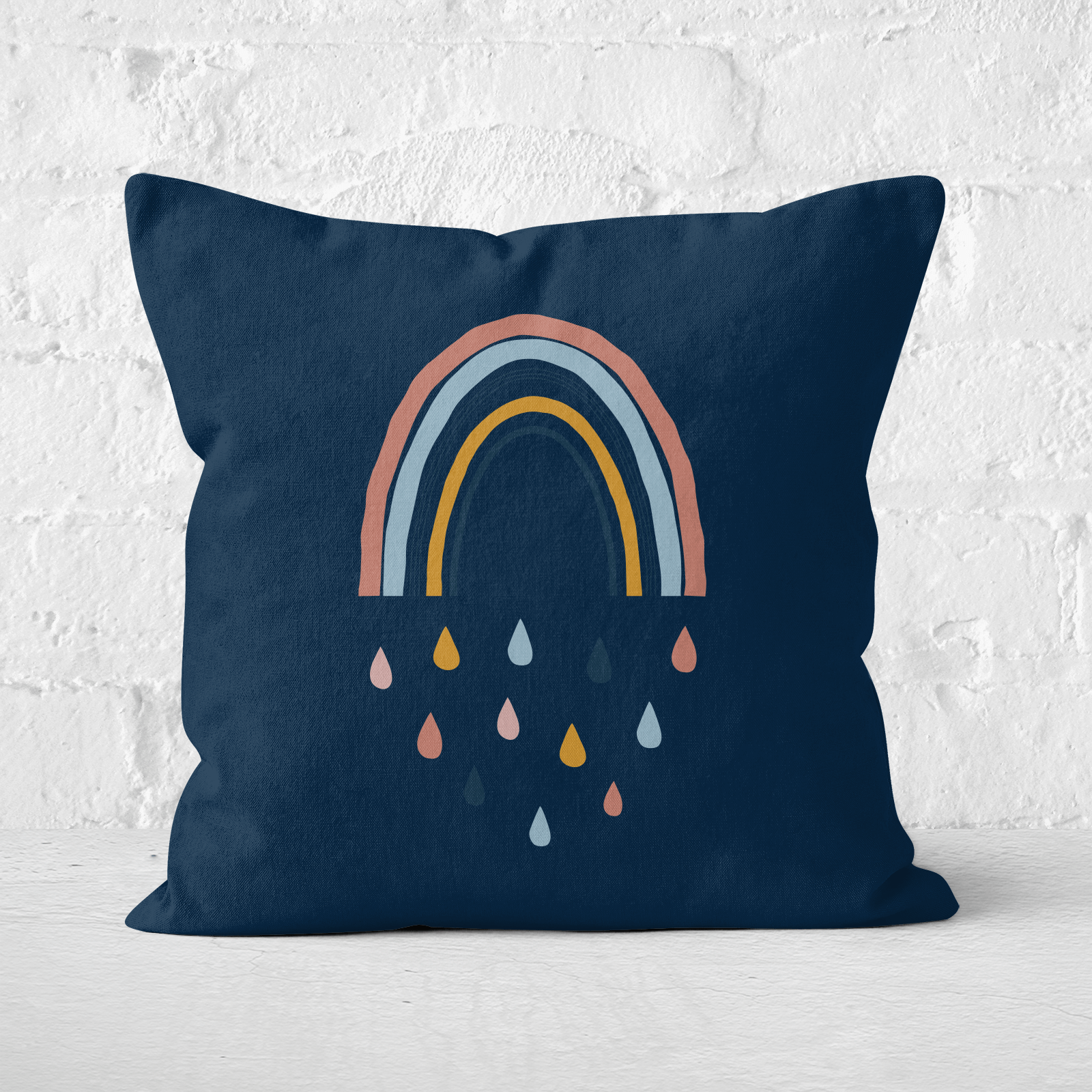 Rainbow And Rain Fall Square Cushion - 60x60cm - Soft Touch
