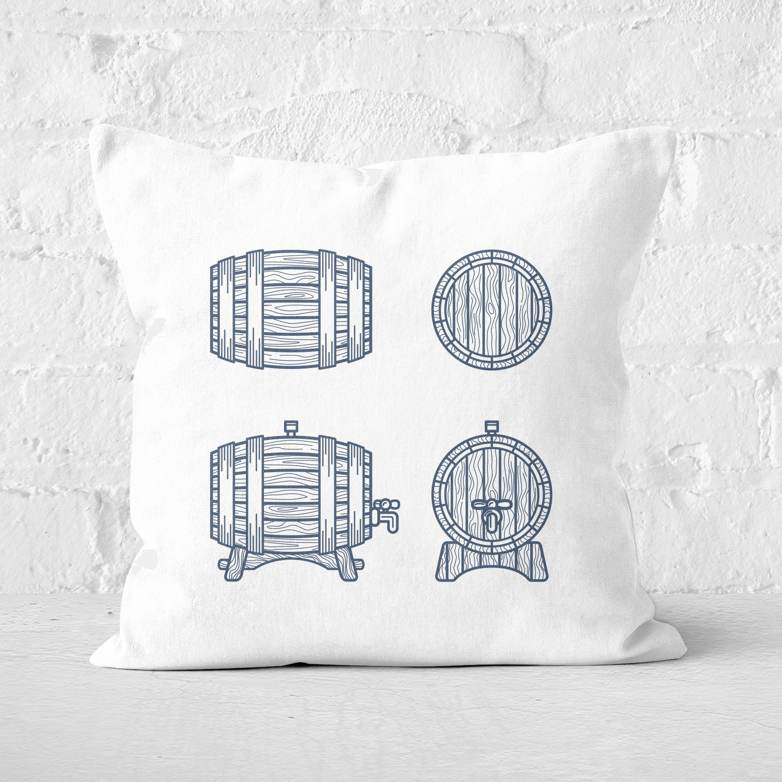 Beer Barrels Square Cushion - 60x60cm - Soft Touch