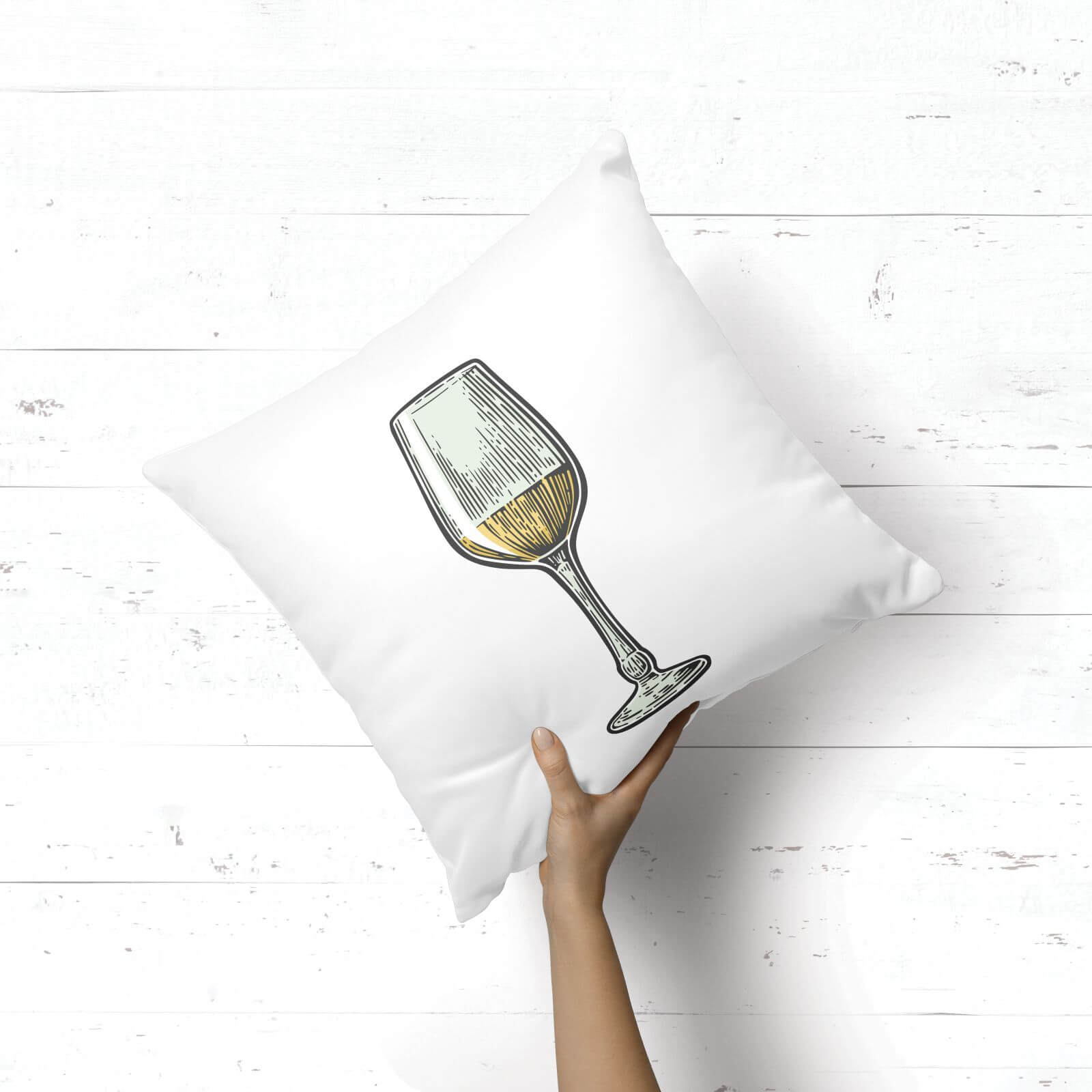White Wine Square Cushion - 40x40cm - Soft Touch