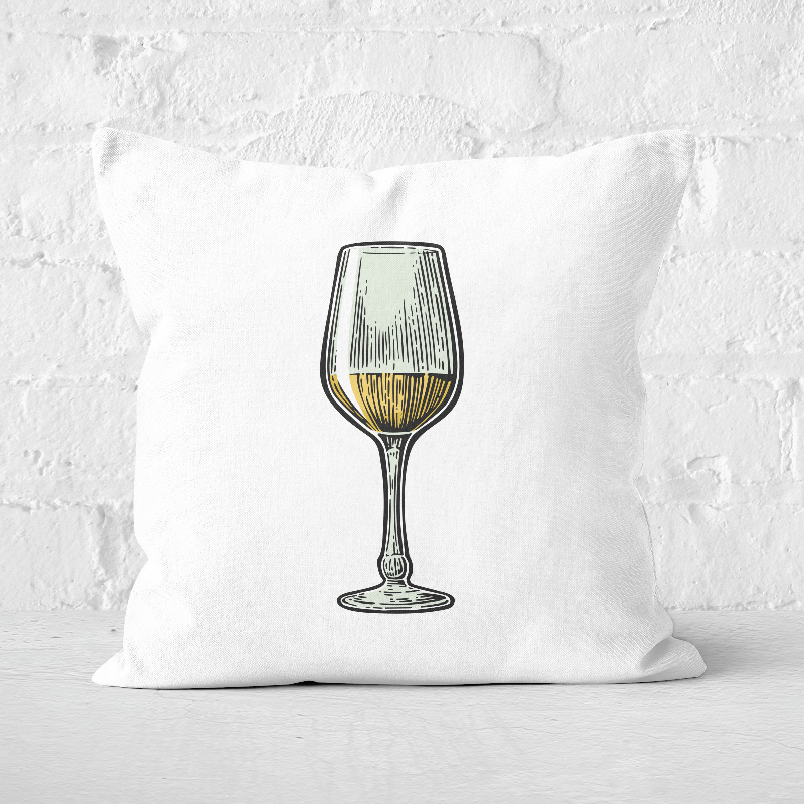 White Wine Square Cushion - 60x60cm - Soft Touch