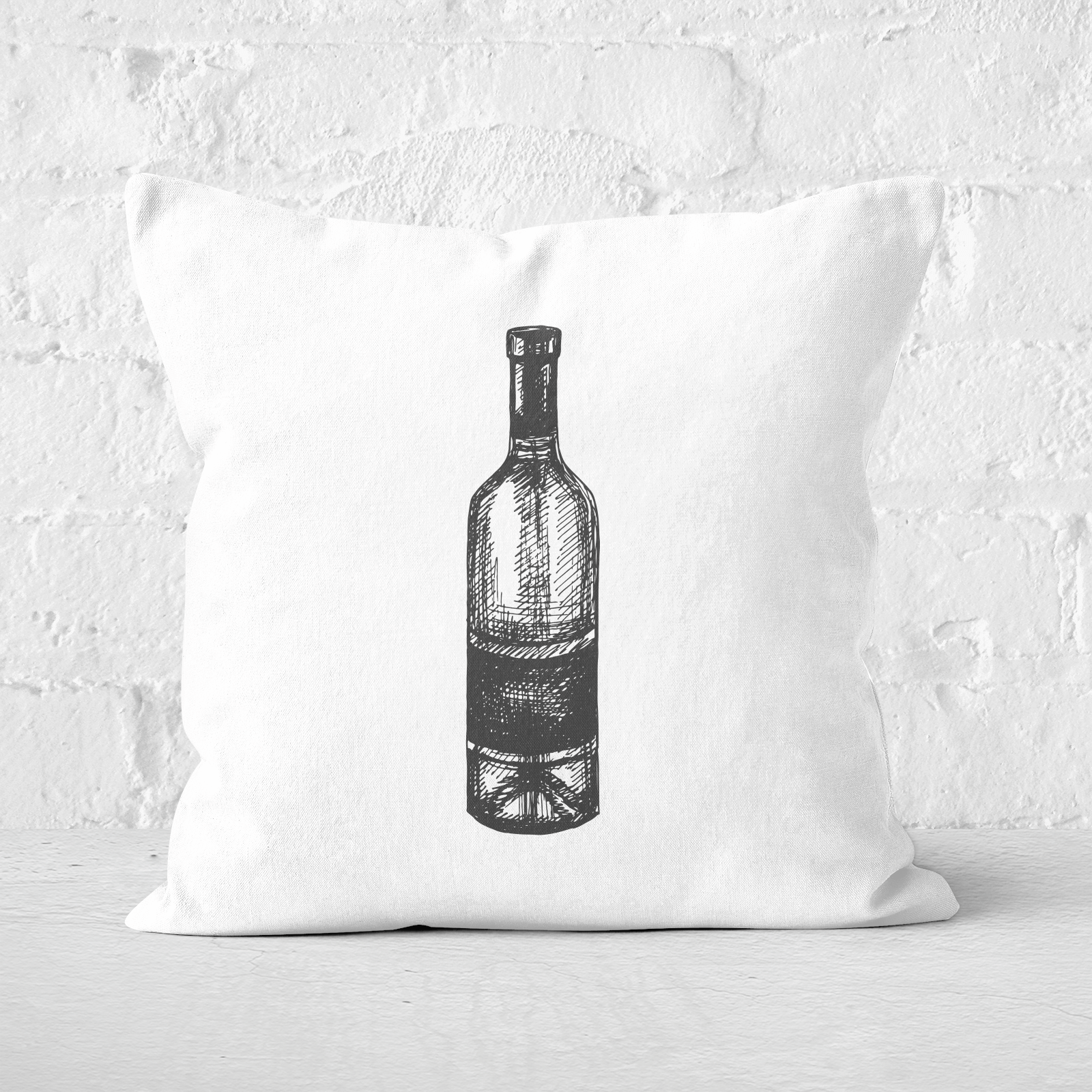Wine Bottle Square Cushion - 60x60cm - Soft Touch