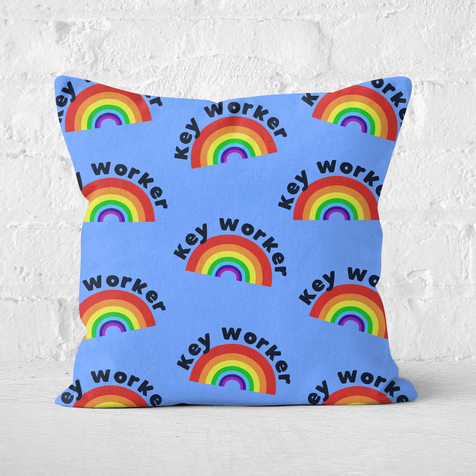 Key Worker Rainbow Square Cushion - 60x60cm - Soft Touch