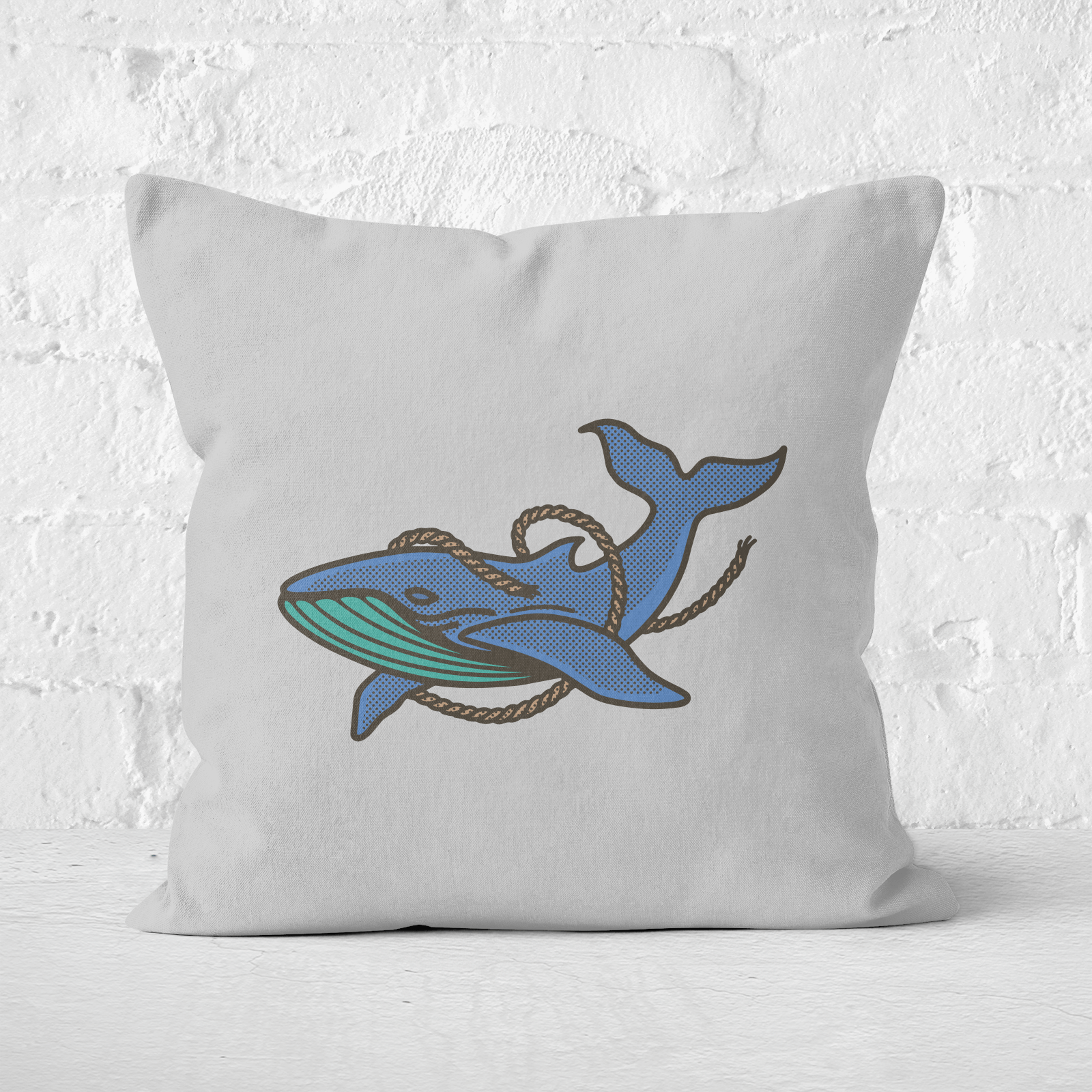 Sea Blue Whale Square Cushion - 50x50cm - Soft Touch