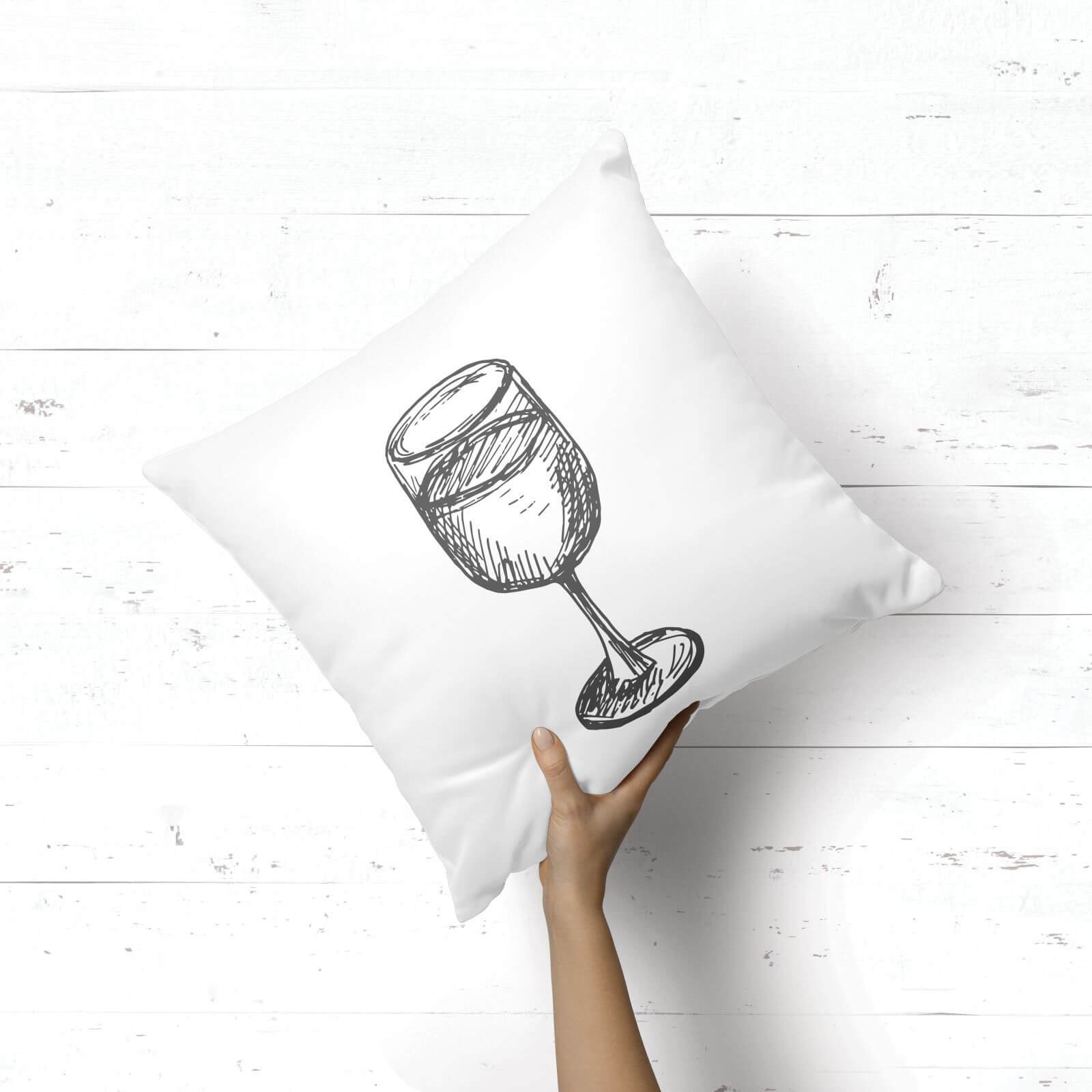 Wine Glass Square Cushion - 40x40cm - Soft Touch