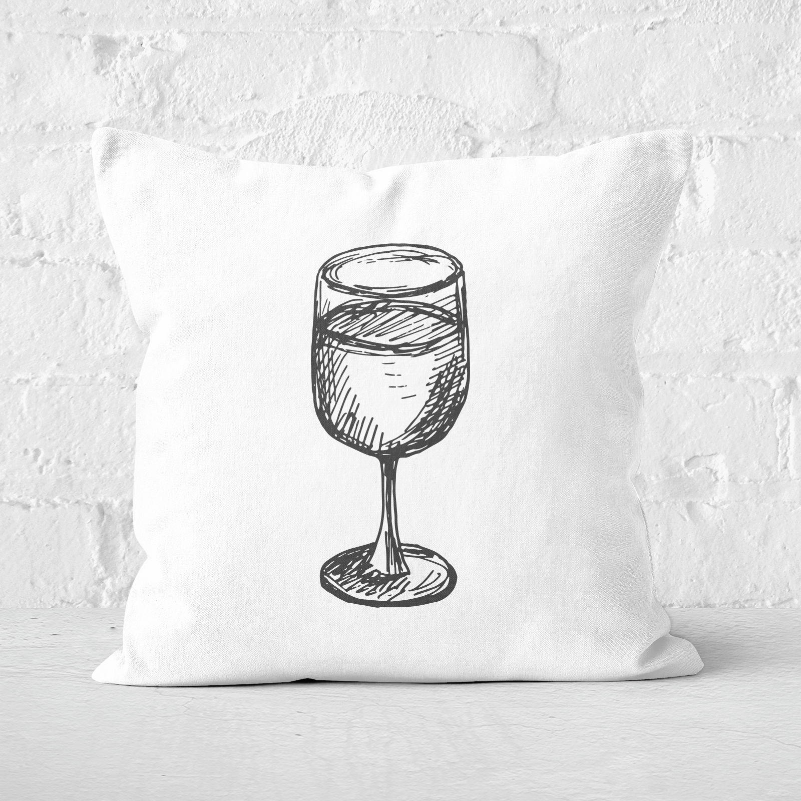 Wine Glass Square Cushion - 60x60cm - Soft Touch