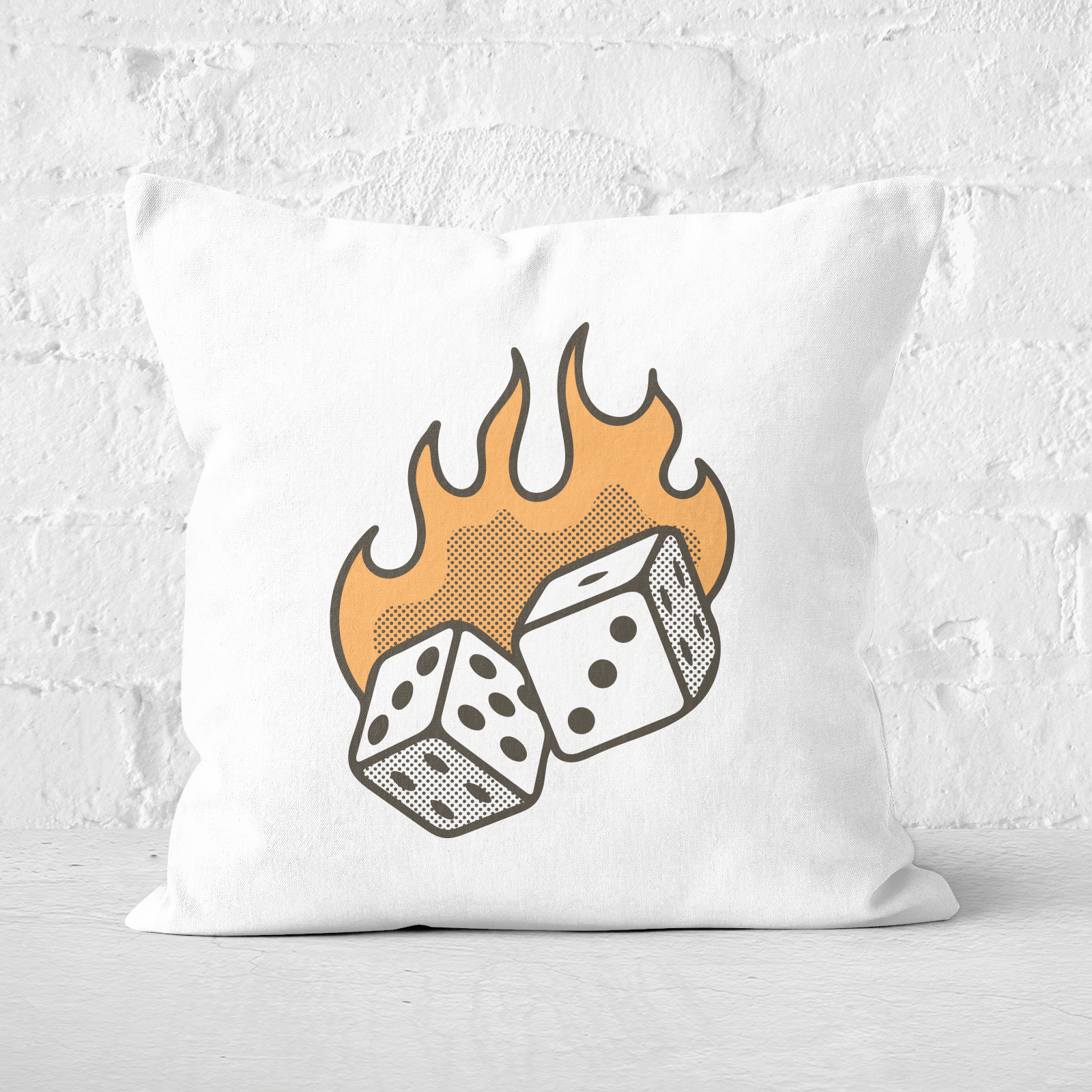 Flaming Dice Square Cushion - 60x60cm - Soft Touch