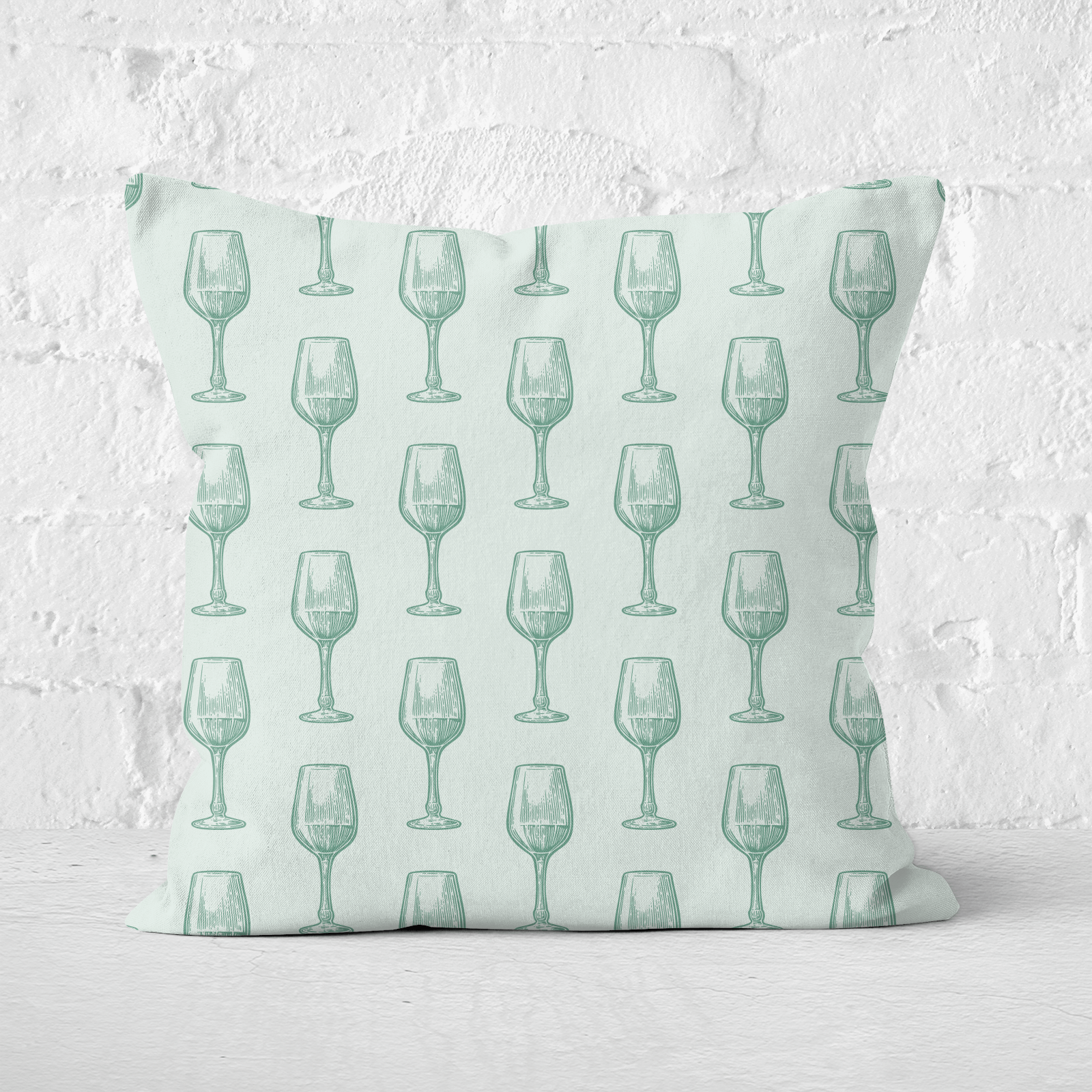 Wine Glass Pattern Square Cushion - 60x60cm - Soft Touch