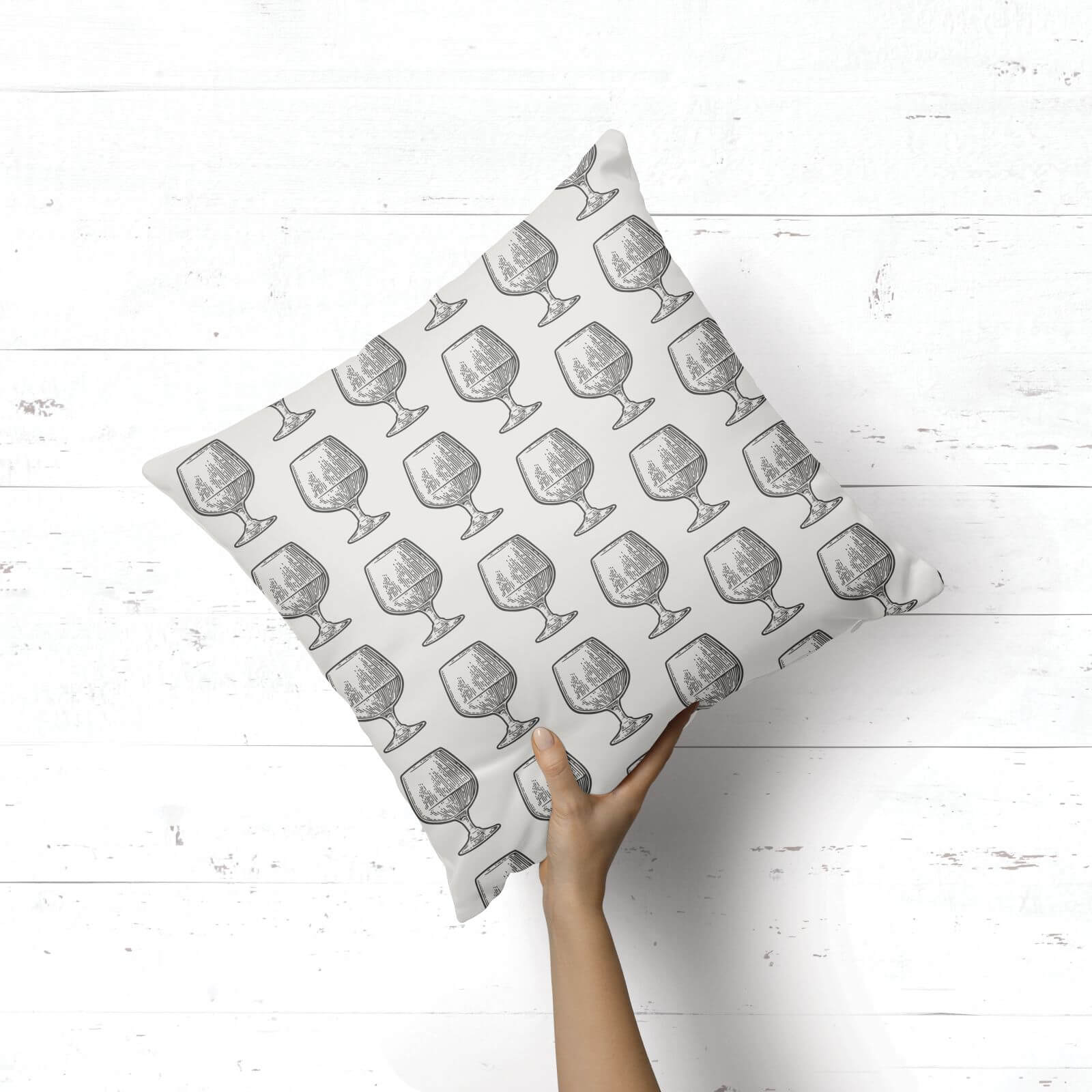 Whisky Glass Pattern Square Cushion - 40x40cm - Soft Touch