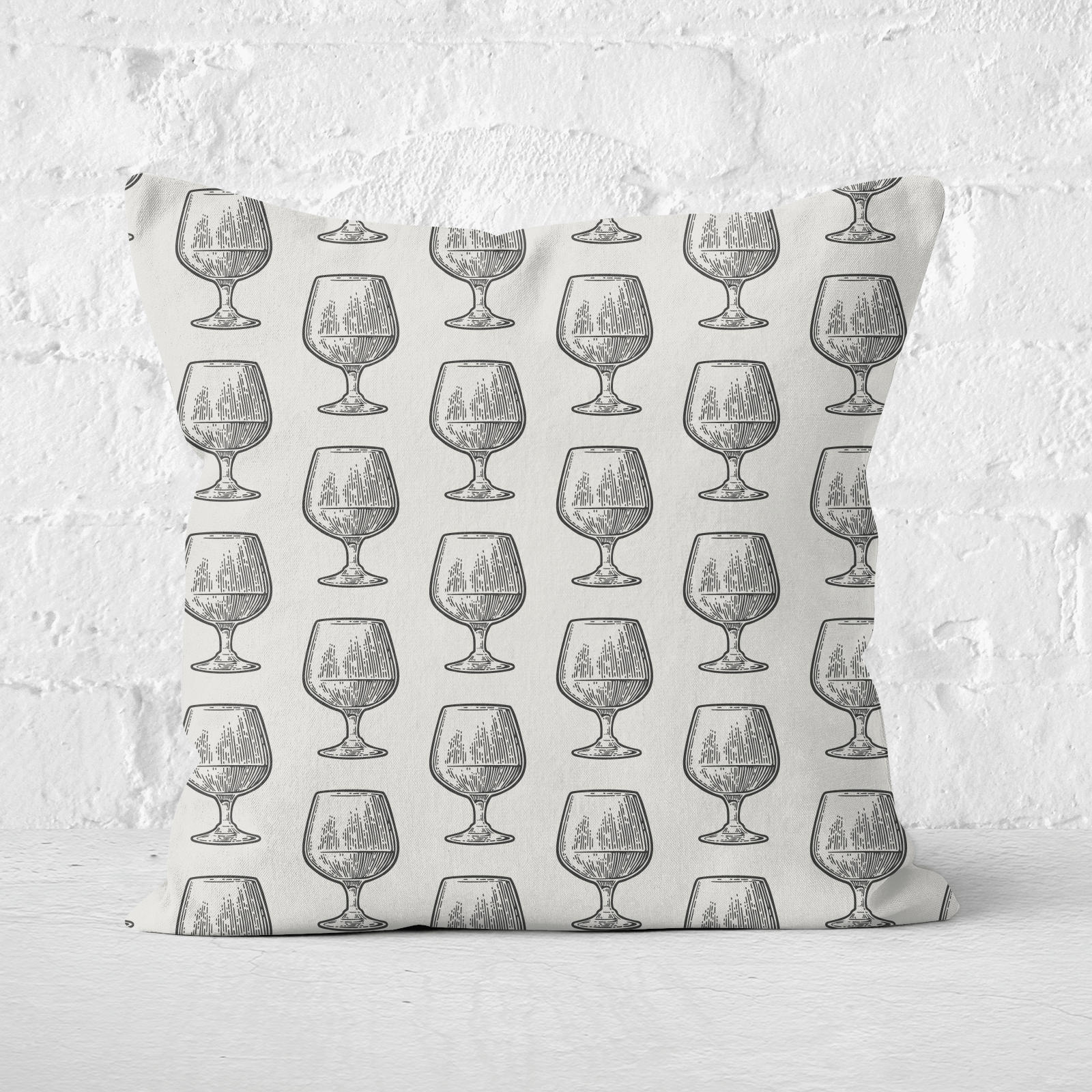 Whisky Glass Pattern Square Cushion - 60x60cm - Soft Touch