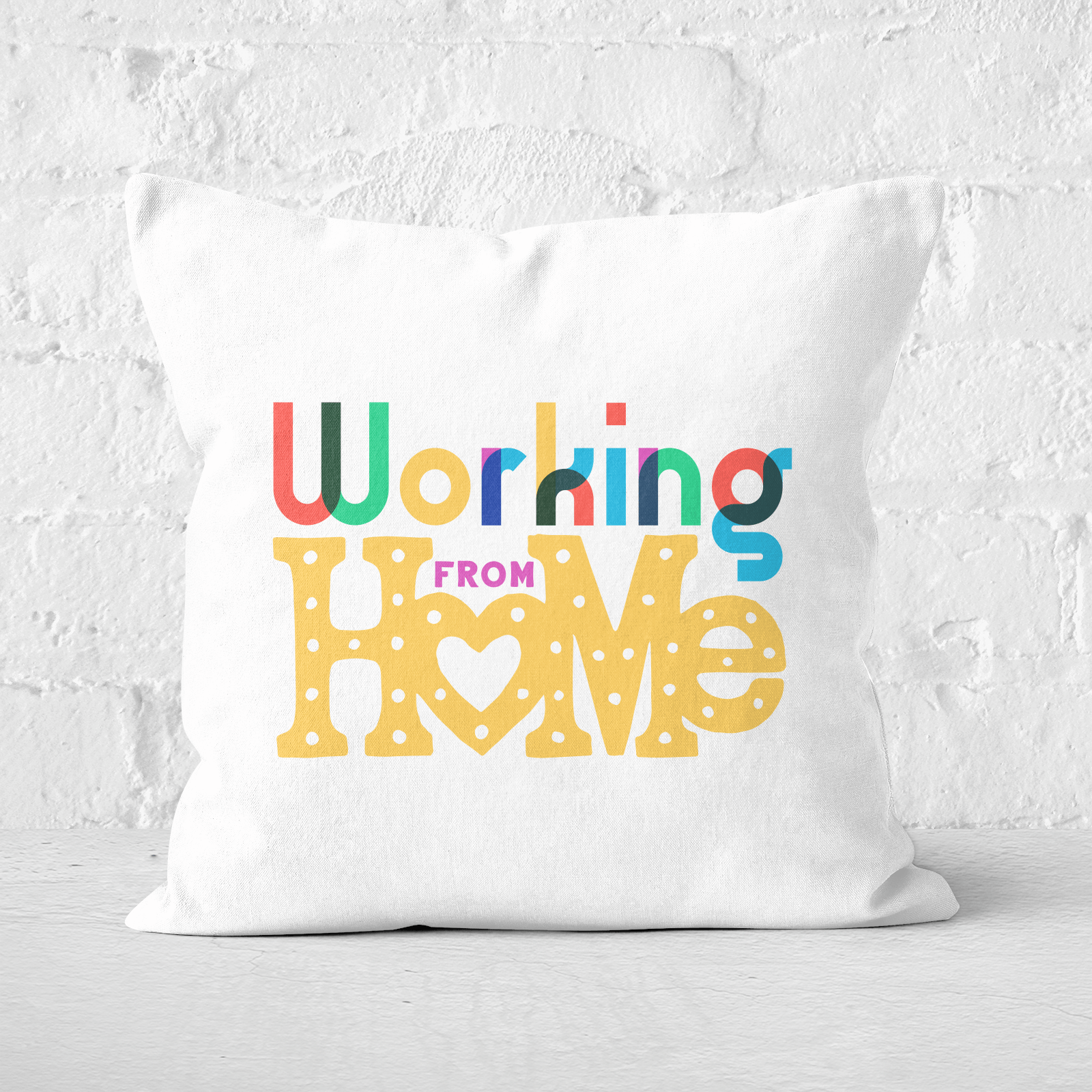Working From Home Square Cushion - 60x60cm - Soft Touch